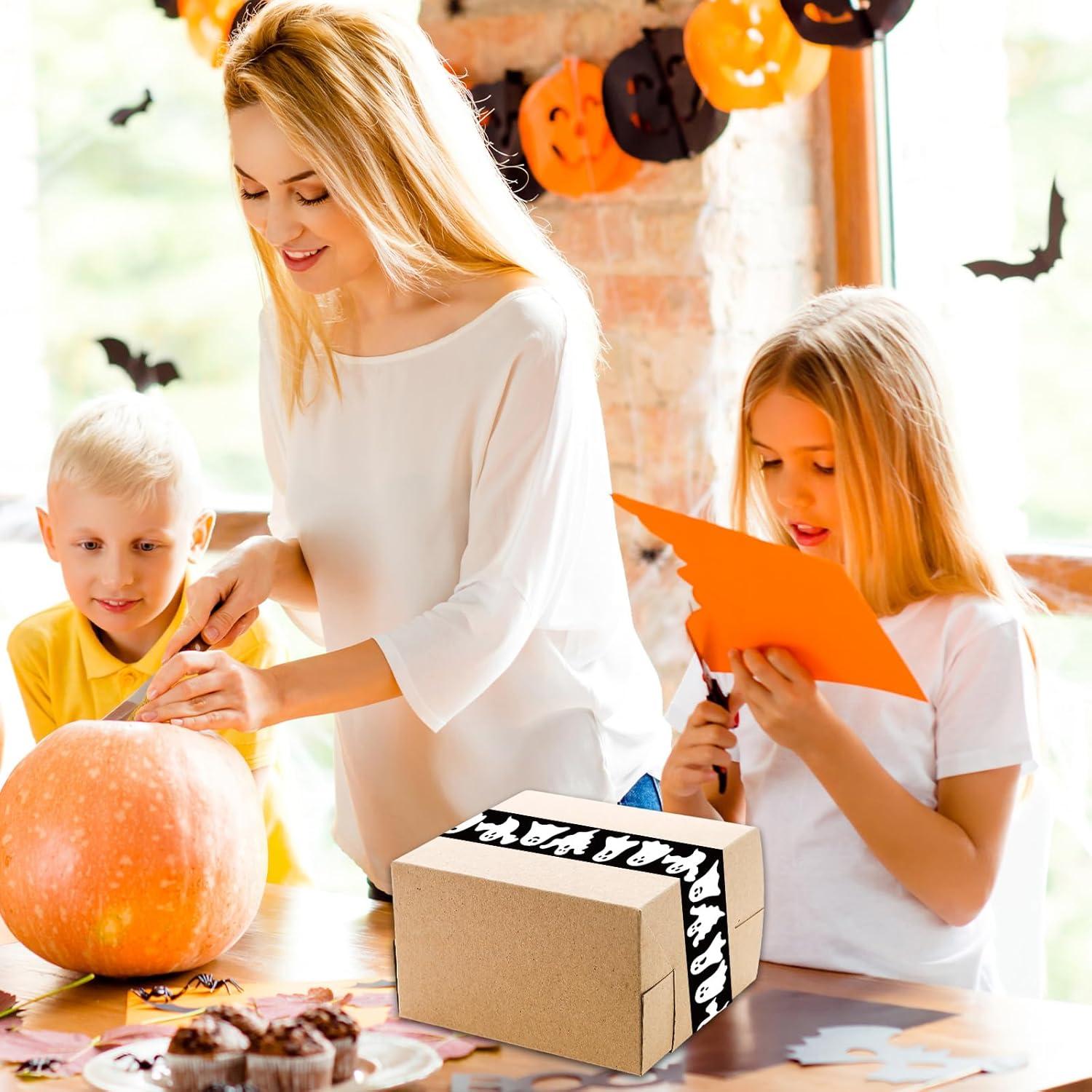 imageWhaline Halloween Packing Tape 100 Yard Cute Ghost Decorative Sticky Gift Wrapping Tape for DIY Crafts Small Business Sealing Boxes Mail Boxes SuppliesHalloween Ghost