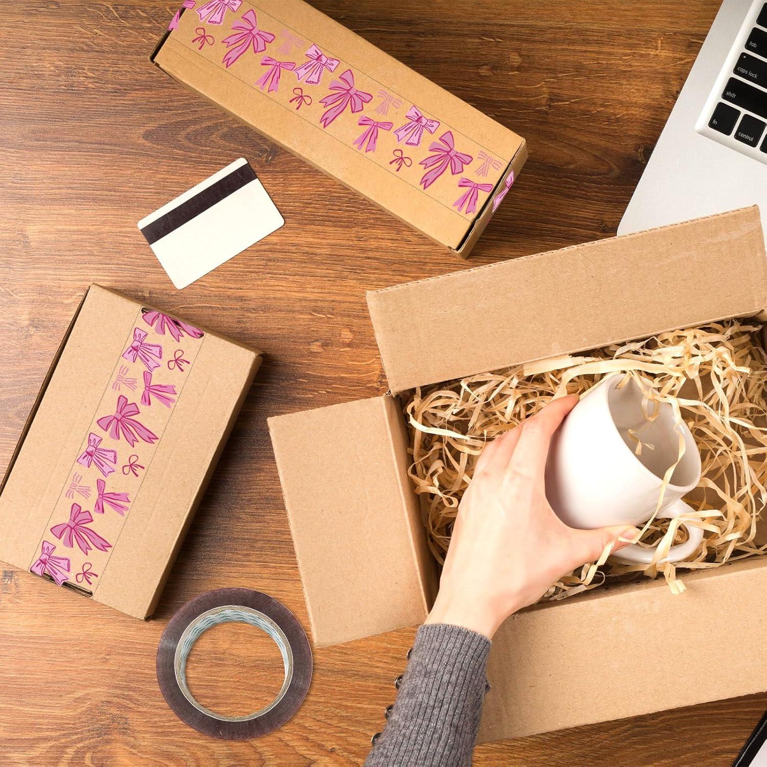 imageWhaline Halloween Packing Tape 100 Yard Cute Ghost Decorative Sticky Gift Wrapping Tape for DIY Crafts Small Business Sealing Boxes Mail Boxes SuppliesPink Coquette Bow