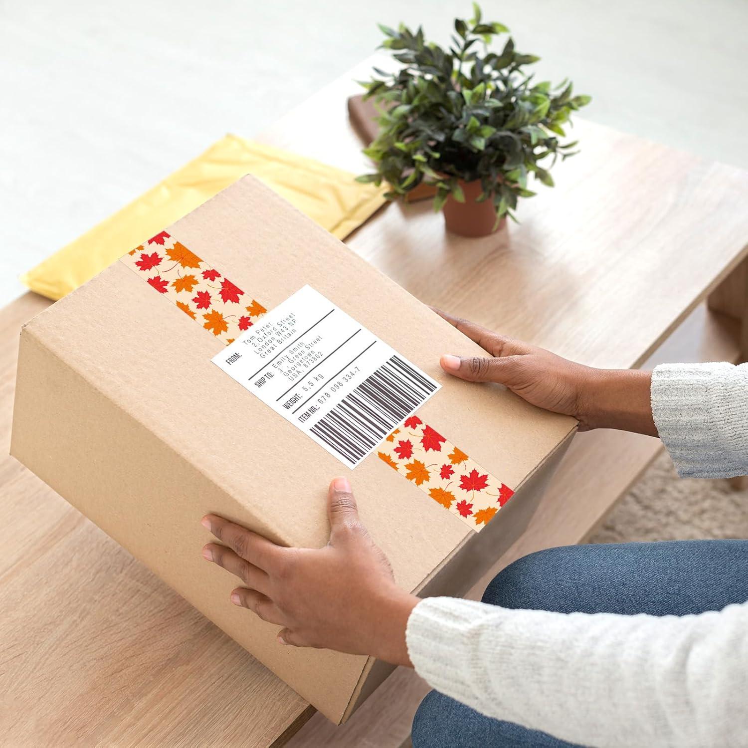 imageWhaline Halloween Packing Tape 100 Yard Cute Ghost Decorative Sticky Gift Wrapping Tape for DIY Crafts Small Business Sealing Boxes Mail Boxes SuppliesMaple Leaves