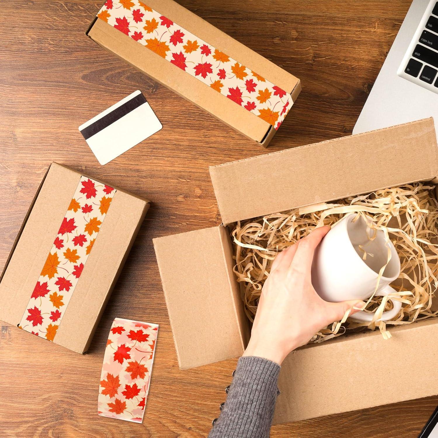 imageWhaline Halloween Packing Tape 100 Yard Cute Ghost Decorative Sticky Gift Wrapping Tape for DIY Crafts Small Business Sealing Boxes Mail Boxes SuppliesMaple Leaves