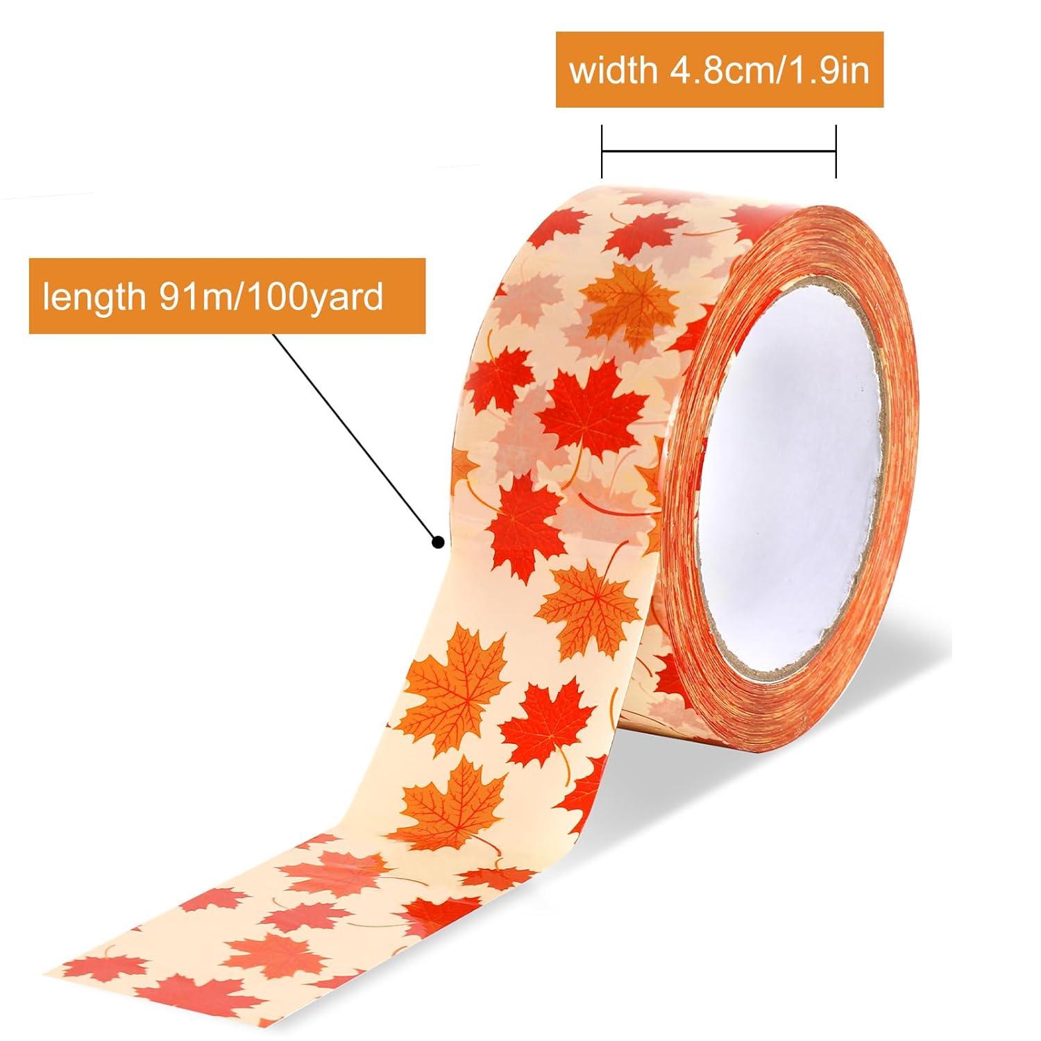 imageWhaline Halloween Packing Tape 100 Yard Cute Ghost Decorative Sticky Gift Wrapping Tape for DIY Crafts Small Business Sealing Boxes Mail Boxes SuppliesMaple Leaves