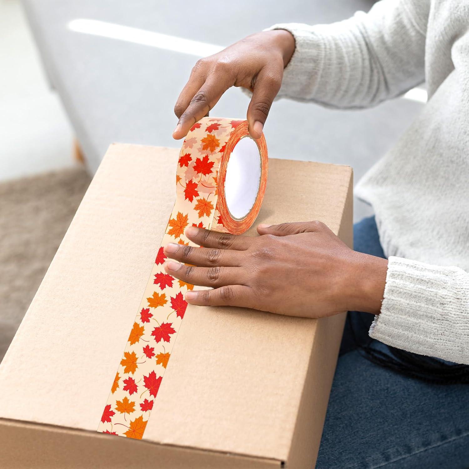 imageWhaline Halloween Packing Tape 100 Yard Cute Ghost Decorative Sticky Gift Wrapping Tape for DIY Crafts Small Business Sealing Boxes Mail Boxes SuppliesMaple Leaves