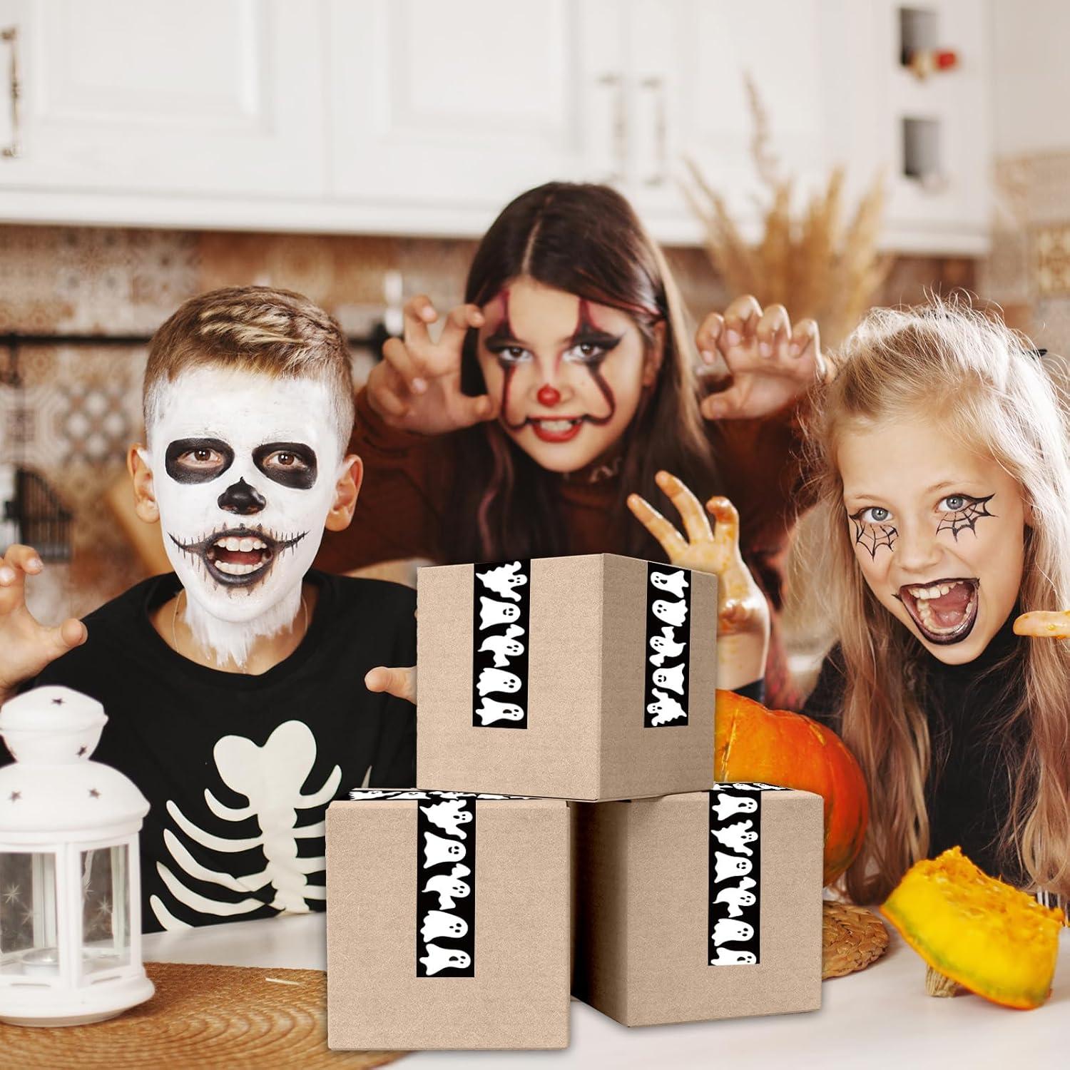 imageWhaline Halloween Packing Tape 100 Yard Cute Ghost Decorative Sticky Gift Wrapping Tape for DIY Crafts Small Business Sealing Boxes Mail Boxes SuppliesHalloween Ghost