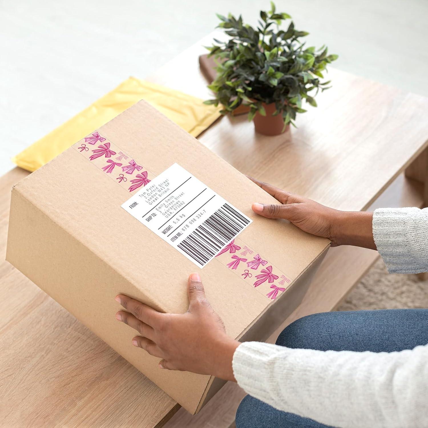 imageWhaline Halloween Packing Tape 100 Yard Cute Ghost Decorative Sticky Gift Wrapping Tape for DIY Crafts Small Business Sealing Boxes Mail Boxes SuppliesPink Coquette Bow