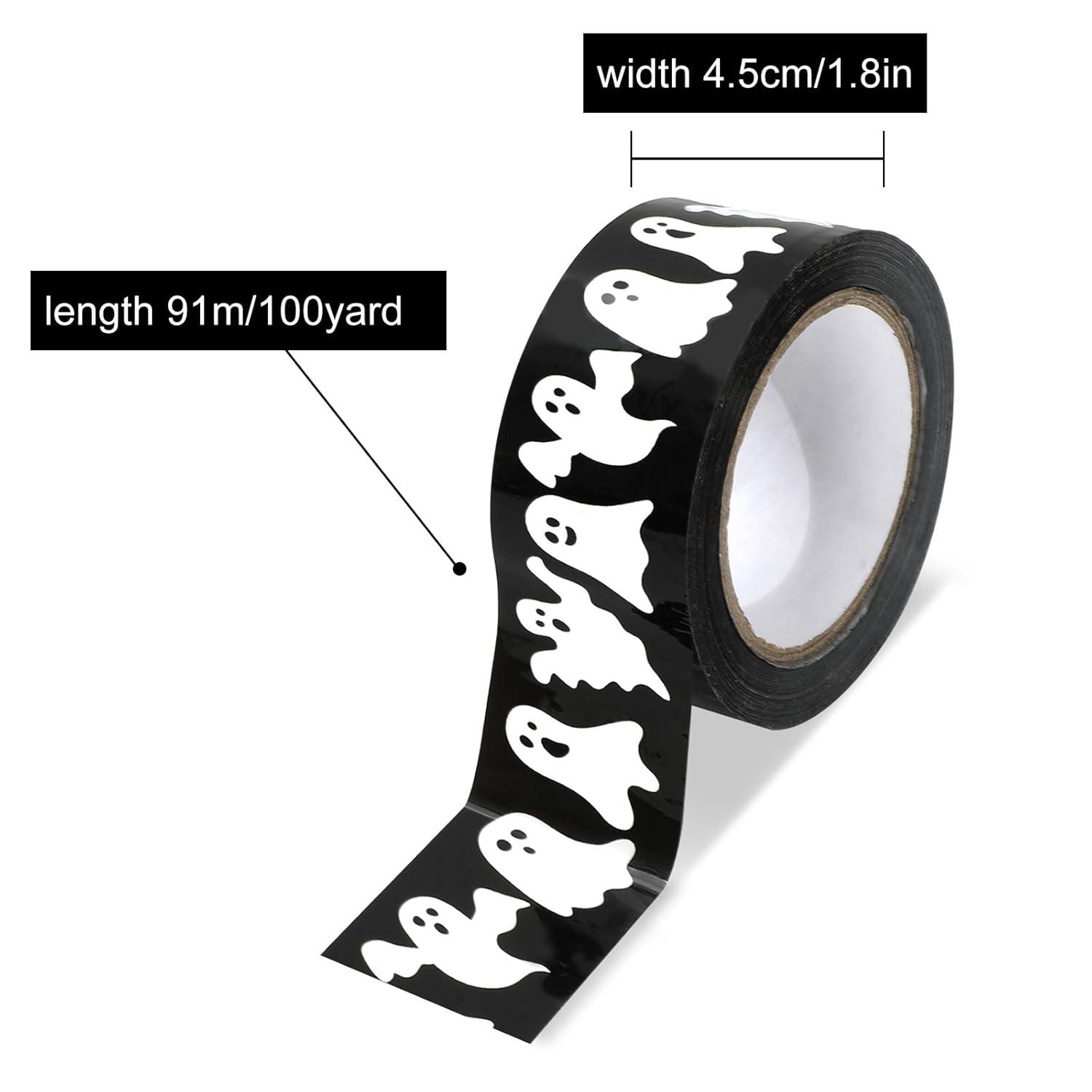 imageWhaline Halloween Packing Tape 100 Yard Cute Ghost Decorative Sticky Gift Wrapping Tape for DIY Crafts Small Business Sealing Boxes Mail Boxes SuppliesHalloween Ghost