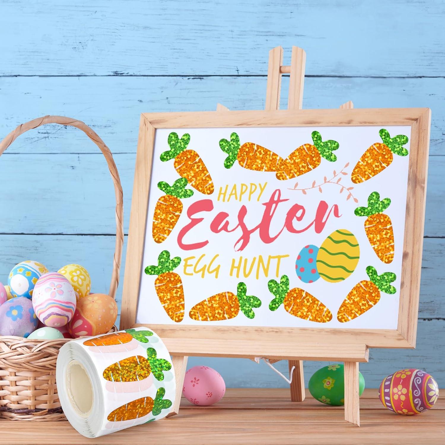 imageWhaline Halloween Pumpkin Stickers Roll Laser Pumpkin Shape Waterproof Decals Orange Sparkly SelfAdhesive Stickers for Halloween Trick or Treat Party Envelope Scrapbook Decor 500PcsCarrot