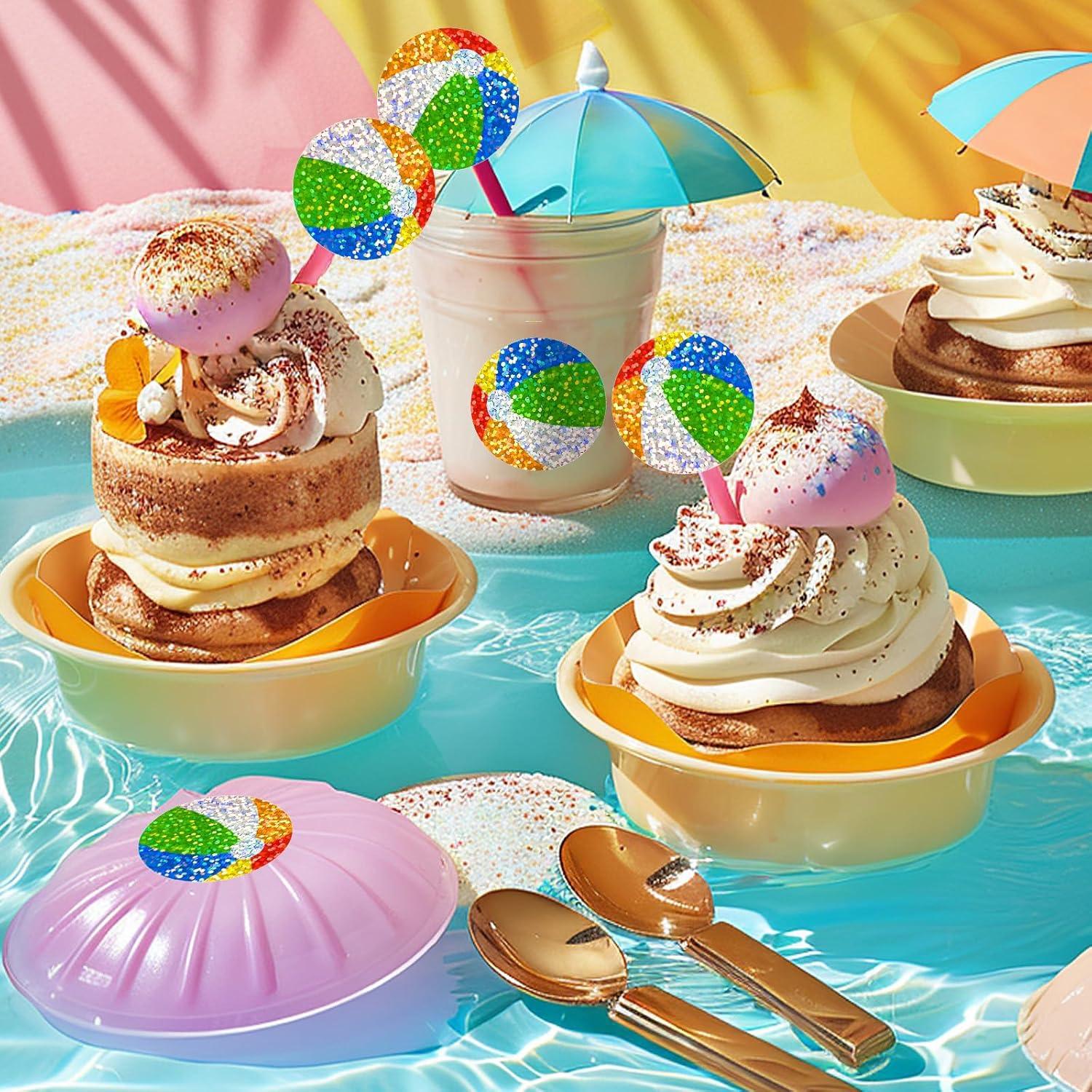 imageWhaline Halloween Pumpkin Stickers Roll Laser Pumpkin Shape Waterproof Decals Orange Sparkly SelfAdhesive Stickers for Halloween Trick or Treat Party Envelope Scrapbook Decor 500PcsBeach Ball