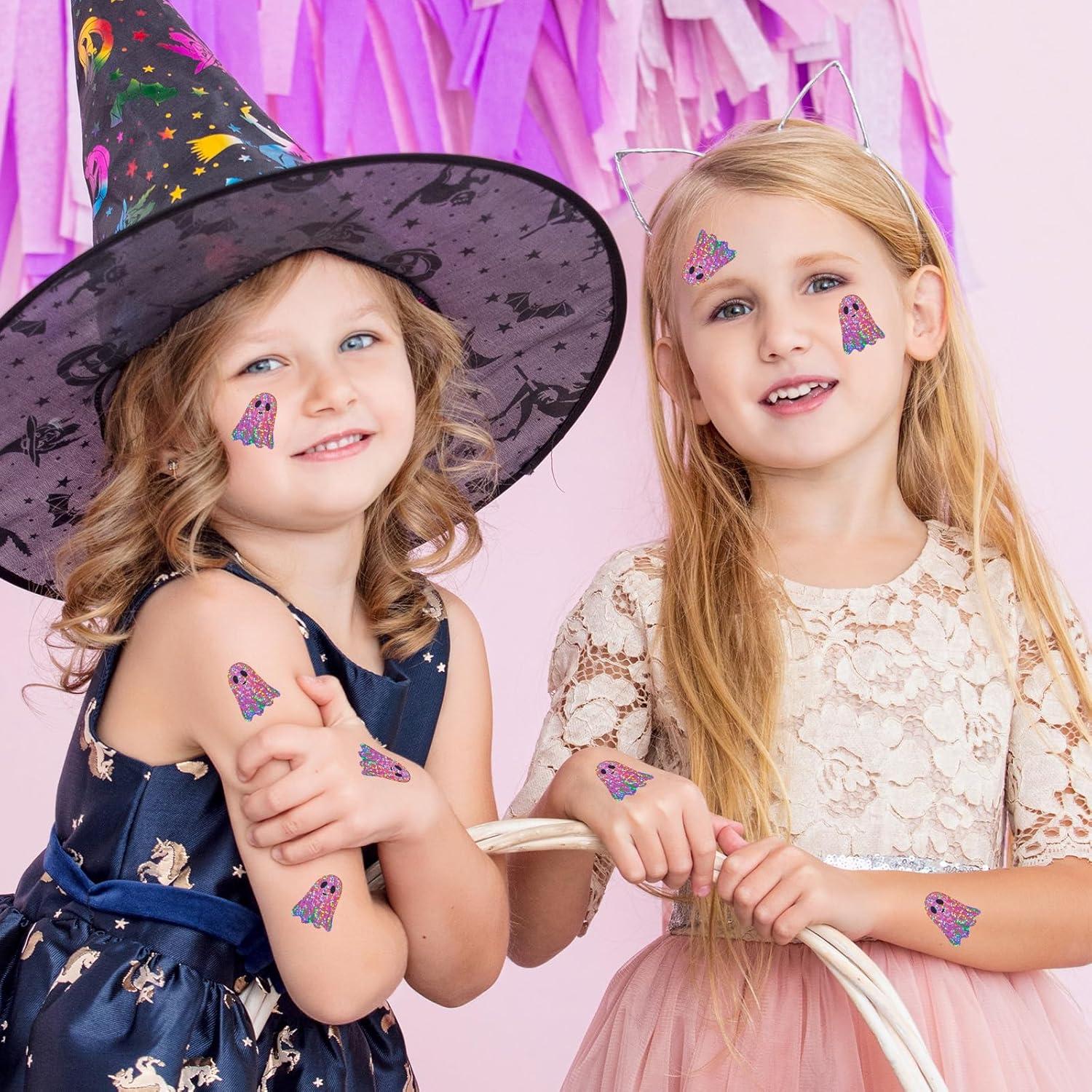 imageWhaline Halloween Pumpkin Stickers Roll Laser Pumpkin Shape Waterproof Decals Orange Sparkly SelfAdhesive Stickers for Halloween Trick or Treat Party Envelope Scrapbook Decor 500PcsPink Ghost