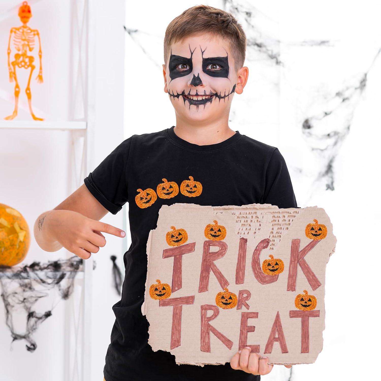 imageWhaline Halloween Pumpkin Stickers Roll Laser Pumpkin Shape Waterproof Decals Orange Sparkly SelfAdhesive Stickers for Halloween Trick or Treat Party Envelope Scrapbook Decor 500PcsHalloween Pumpkin