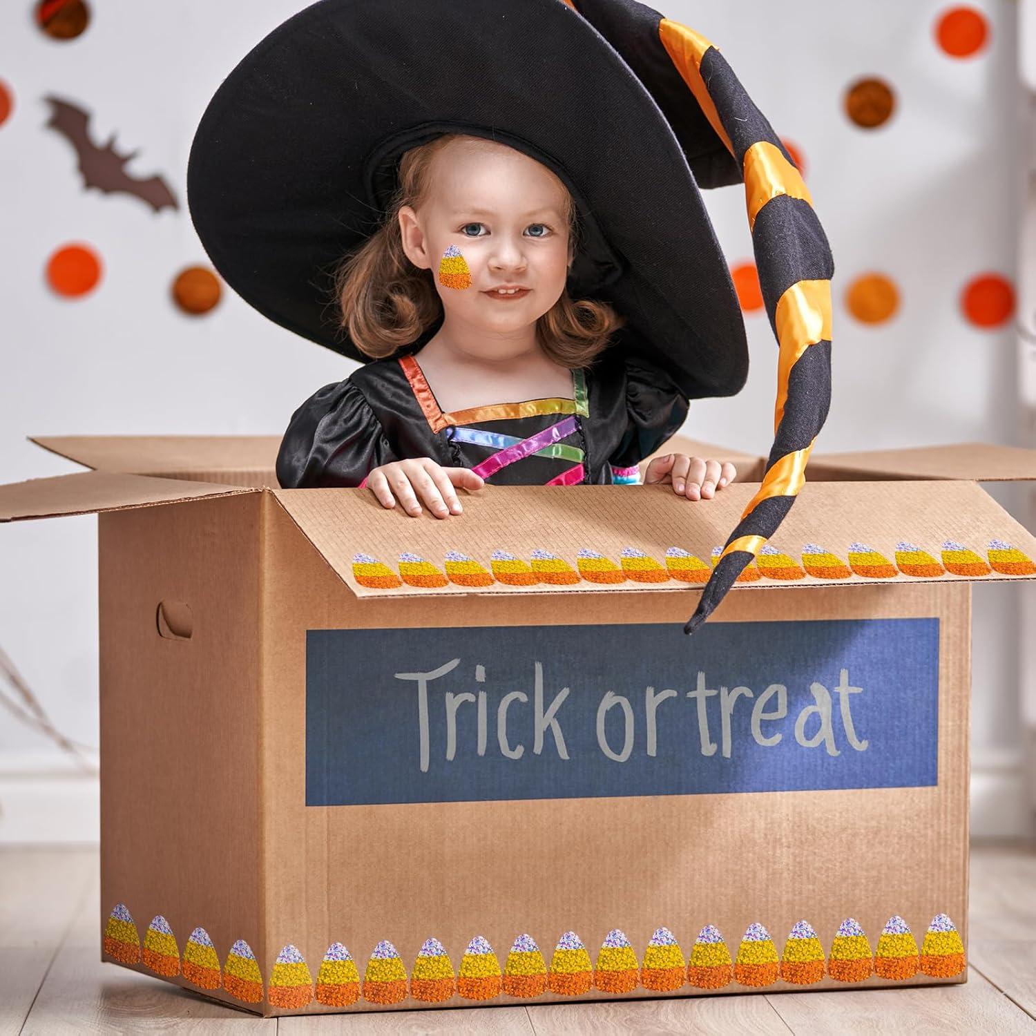 imageWhaline Halloween Pumpkin Stickers Roll Laser Pumpkin Shape Waterproof Decals Orange Sparkly SelfAdhesive Stickers for Halloween Trick or Treat Party Envelope Scrapbook Decor 500PcsHalloween Candy Corn