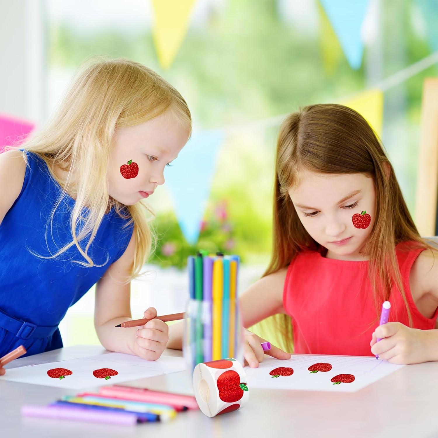 imageWhaline Halloween Pumpkin Stickers Roll Laser Pumpkin Shape Waterproof Decals Orange Sparkly SelfAdhesive Stickers for Halloween Trick or Treat Party Envelope Scrapbook Decor 500PcsApple