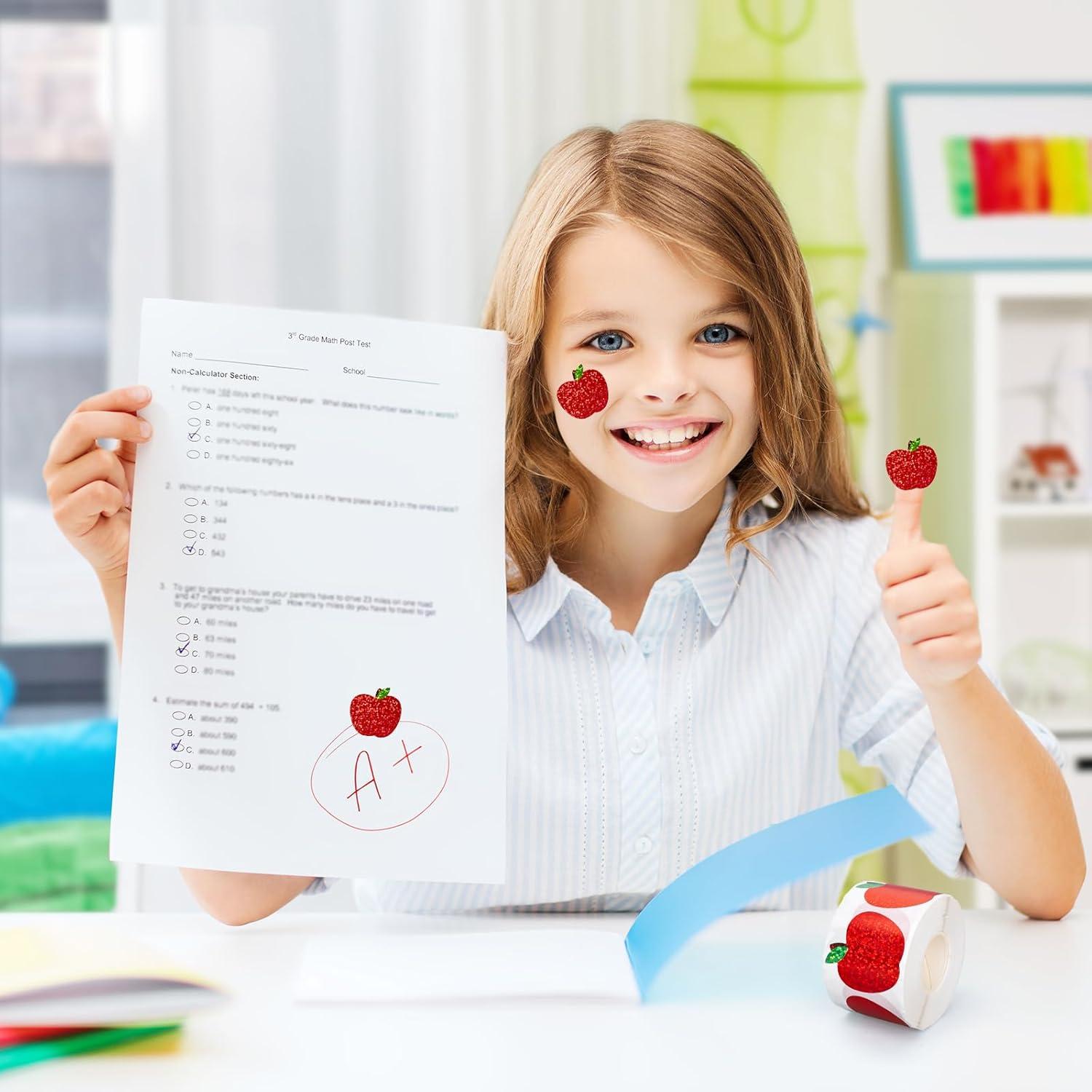 imageWhaline Halloween Pumpkin Stickers Roll Laser Pumpkin Shape Waterproof Decals Orange Sparkly SelfAdhesive Stickers for Halloween Trick or Treat Party Envelope Scrapbook Decor 500PcsApple