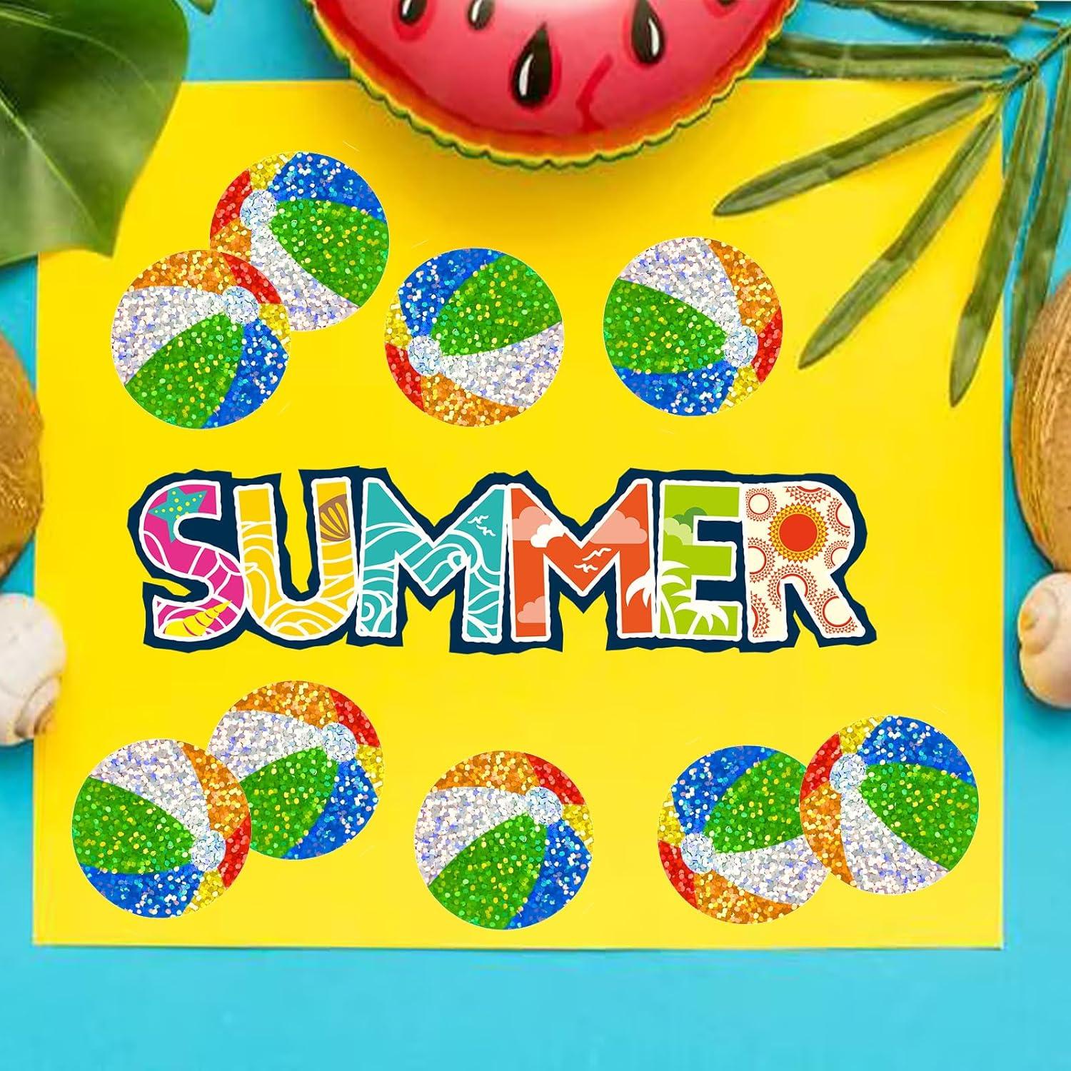 imageWhaline Halloween Pumpkin Stickers Roll Laser Pumpkin Shape Waterproof Decals Orange Sparkly SelfAdhesive Stickers for Halloween Trick or Treat Party Envelope Scrapbook Decor 500PcsBeach Ball