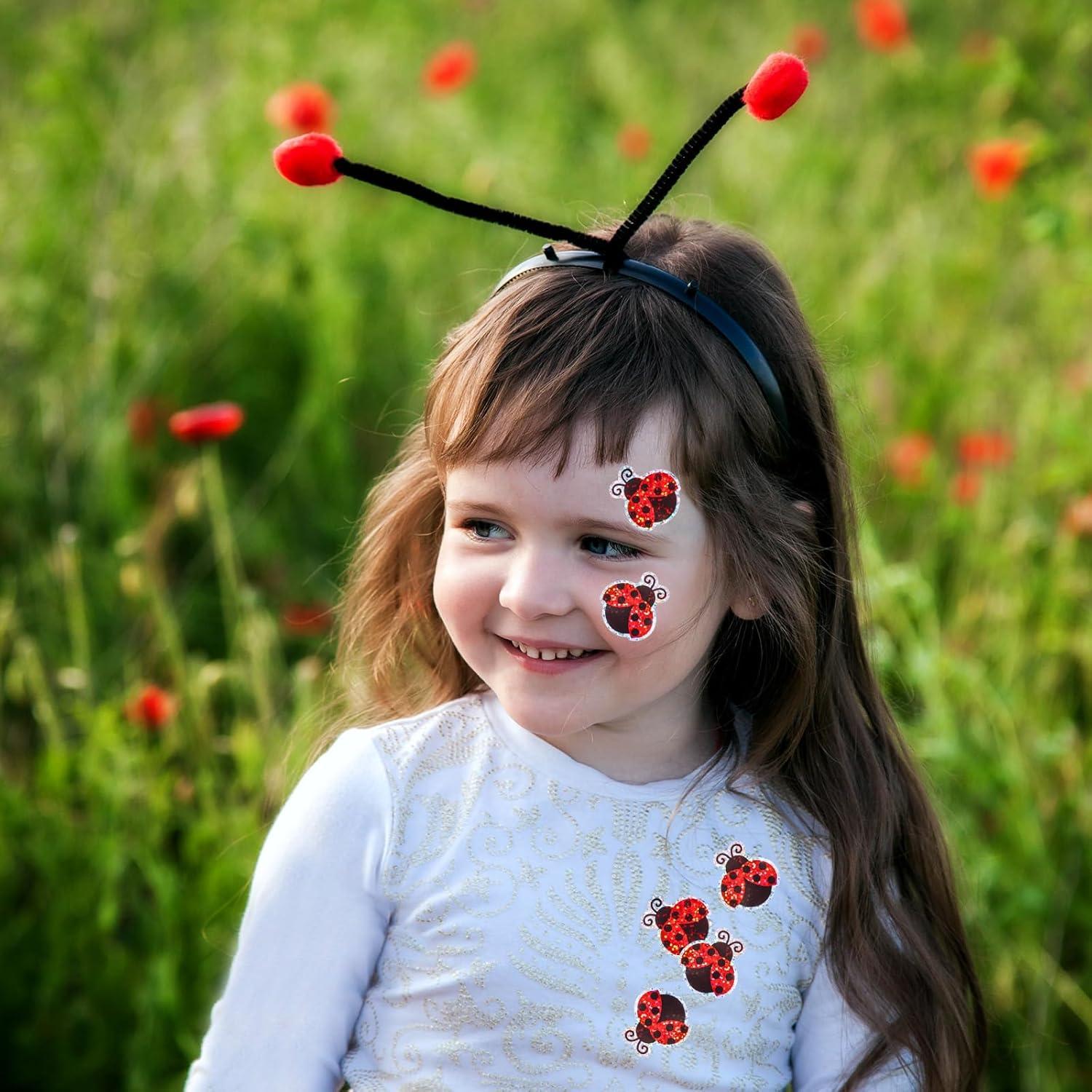 imageWhaline Halloween Pumpkin Stickers Roll Laser Pumpkin Shape Waterproof Decals Orange Sparkly SelfAdhesive Stickers for Halloween Trick or Treat Party Envelope Scrapbook Decor 500PcsLadybug