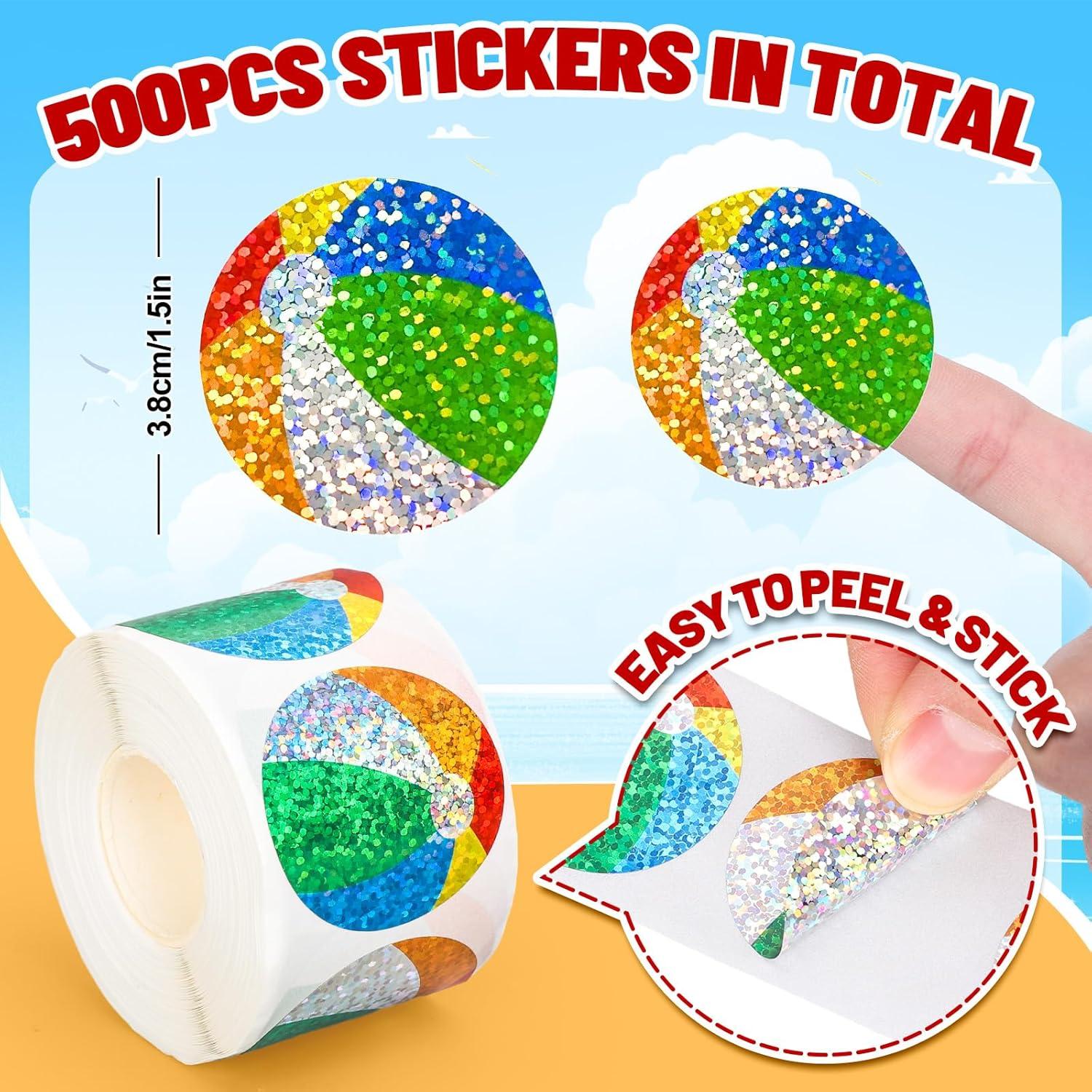 imageWhaline Halloween Pumpkin Stickers Roll Laser Pumpkin Shape Waterproof Decals Orange Sparkly SelfAdhesive Stickers for Halloween Trick or Treat Party Envelope Scrapbook Decor 500PcsBeach Ball
