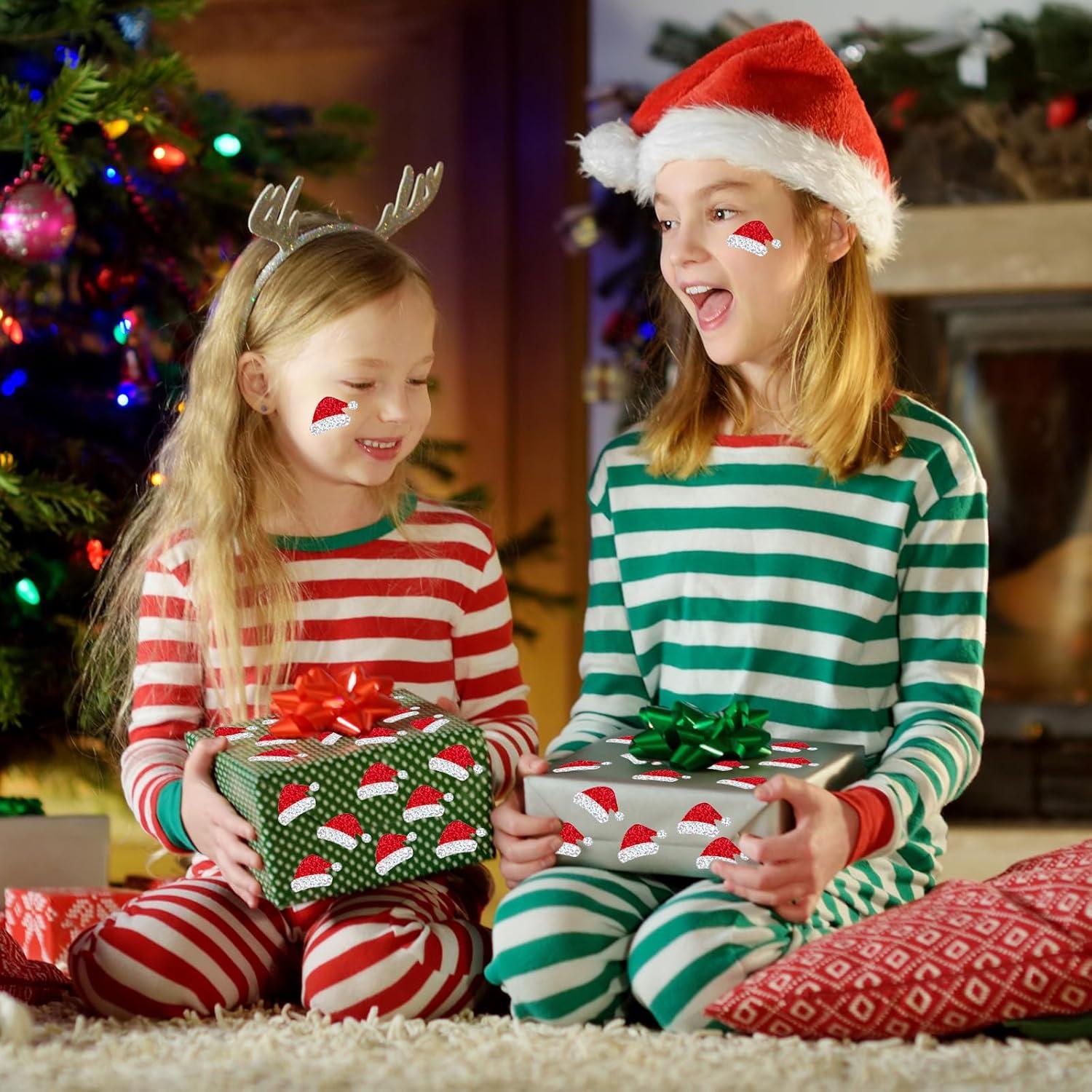 imageWhaline Halloween Pumpkin Stickers Roll Laser Pumpkin Shape Waterproof Decals Orange Sparkly SelfAdhesive Stickers for Halloween Trick or Treat Party Envelope Scrapbook Decor 500PcsChristmas Hat