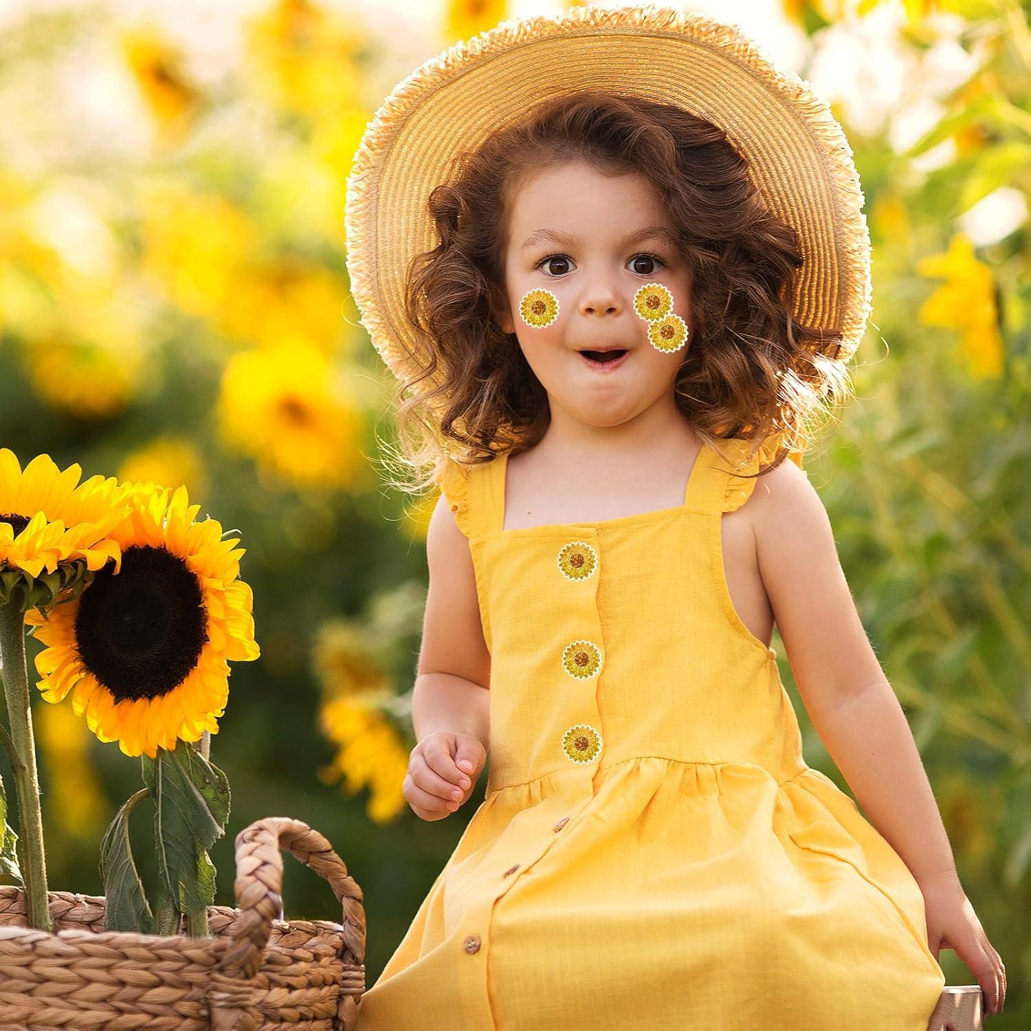 imageWhaline Halloween Pumpkin Stickers Roll Laser Pumpkin Shape Waterproof Decals Orange Sparkly SelfAdhesive Stickers for Halloween Trick or Treat Party Envelope Scrapbook Decor 500PcsSunflower