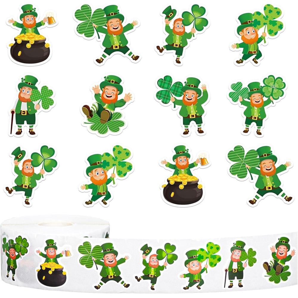 imageWhaline 1000Pcs Fall Pumpkins Stickers for Kids Thanksgiving Fall Cute Pumpkins Sticker with Funny Expressions Cartoon Pumpkin Shape Adhesive Stickers for Autumn Thanksgiving Party Supplies 8 DesignSt Patricks Day