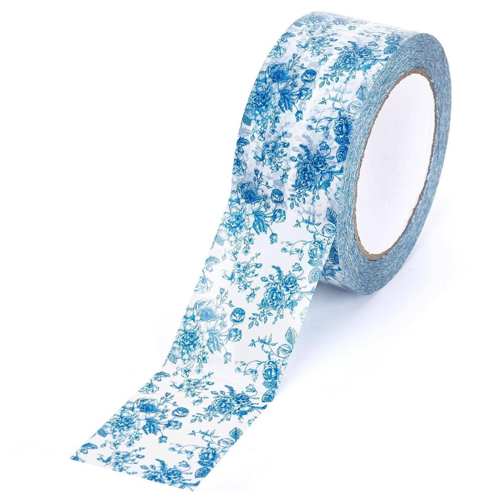 imageWhaline 109 Yard Halloween Packaging Tape Black Spider Web Bat Spider Pattern Tape Waterproof Shipping Tape for Small Business DIY Crafts Box Carton DecorBlue Floral