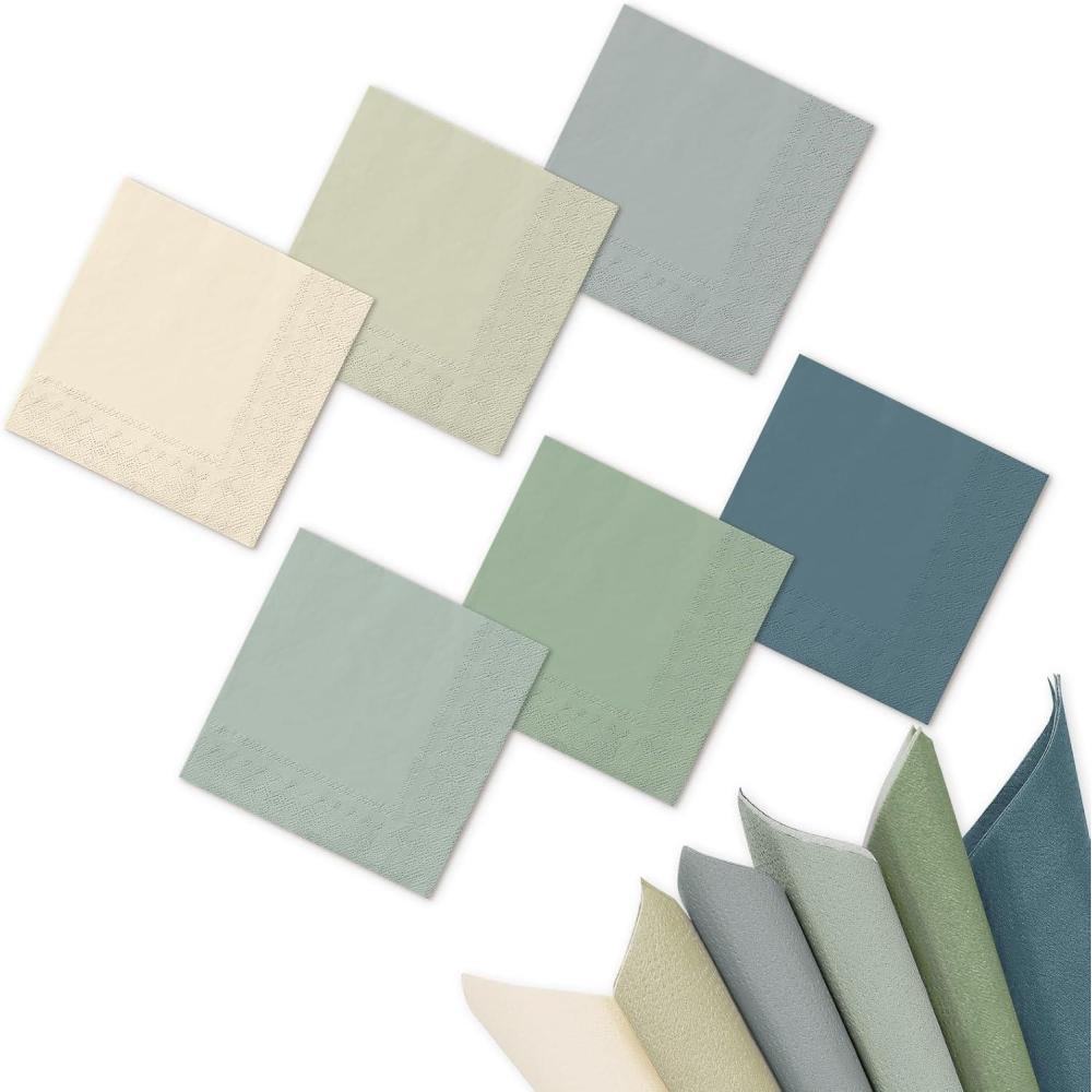 imageWhaline 120Pcs Fall Cocktail Napkins 6 Autumn Color Disposable Napkins Multicolor Paper Beverage Napkins for Fall Harvest Thanksgiving Party SuppliesBlue Green