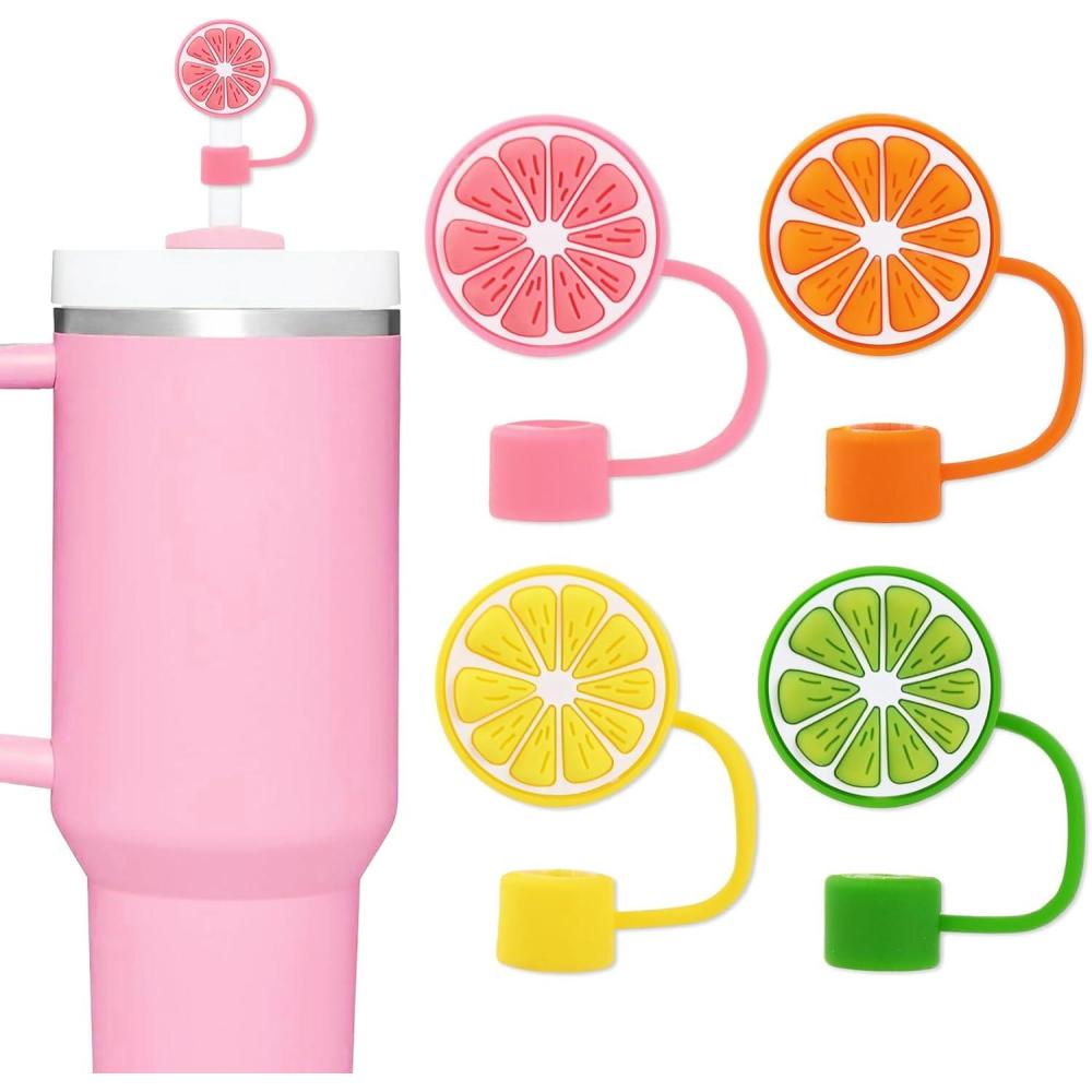 imageWhaline 4Pcs Fall Maple Leaf Straw Cover Cap Pink Orange Reusable Silicone Straw Topper 10 Mm04 Inch Straws Tip Lid Protector for Autumn Thanksgiving Party Favors SuppliesLemon