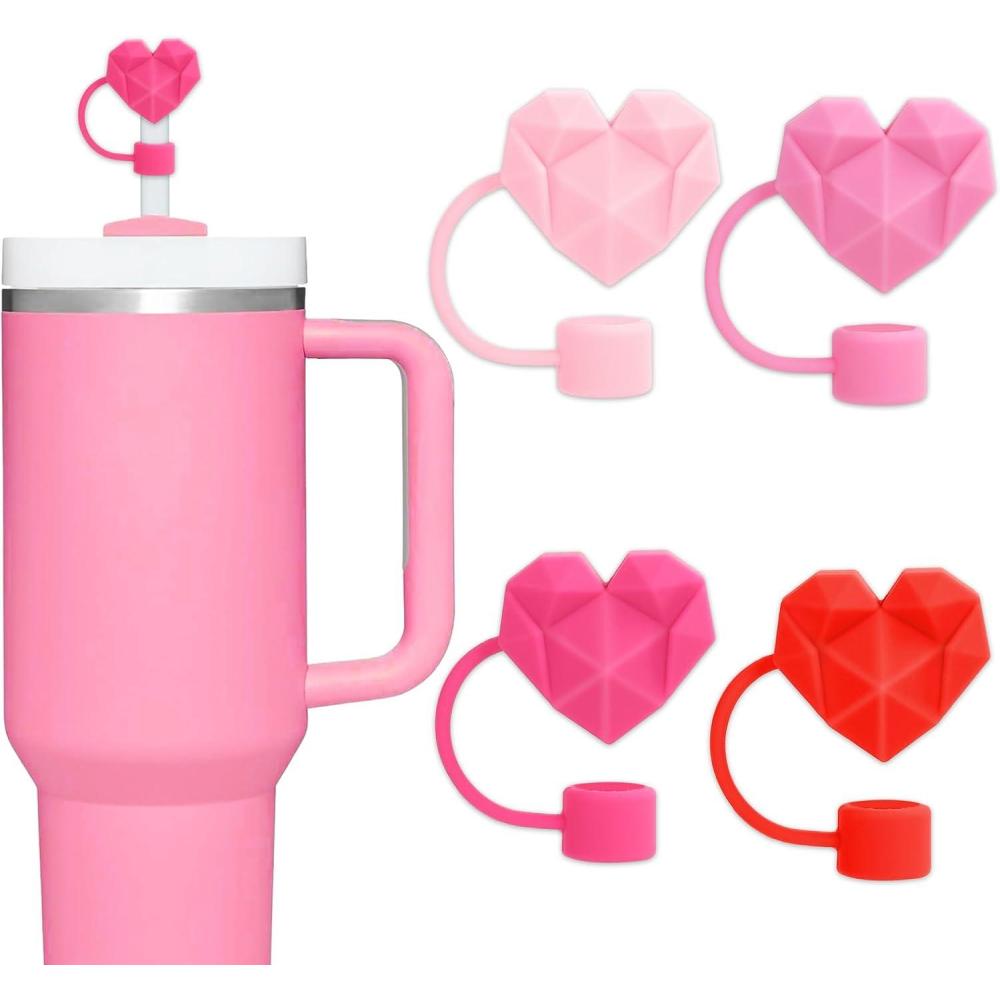 imageWhaline 4Pcs Fall Maple Leaf Straw Cover Cap Pink Orange Reusable Silicone Straw Topper 10 Mm04 Inch Straws Tip Lid Protector for Autumn Thanksgiving Party Favors SuppliesDiamond Love Heart