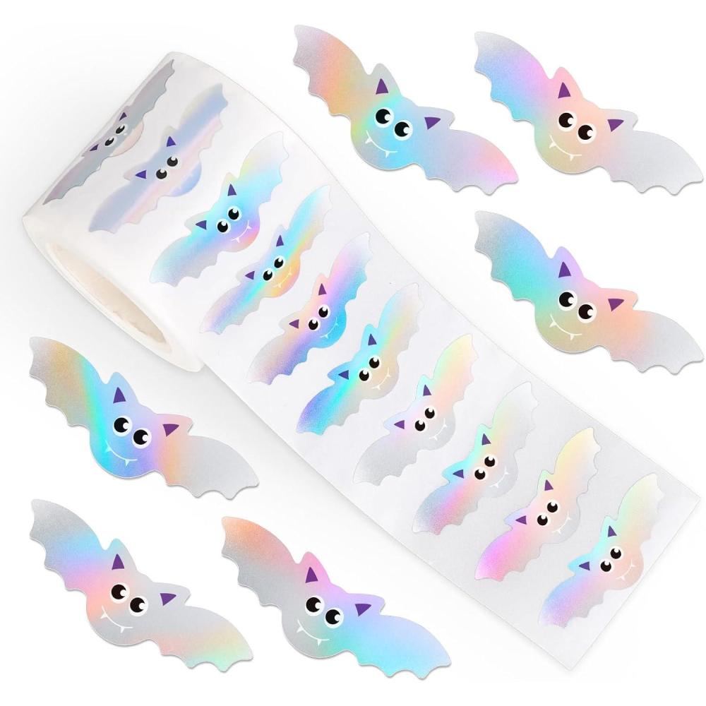 imageWhaline Halloween Ghost Stickers Roll Bulk Laser Cute Boo Ghost Holographic Waterproof SelfAdhesive Sticker Decals for Envelope Journal Decor Party Supplies 500PcsBat