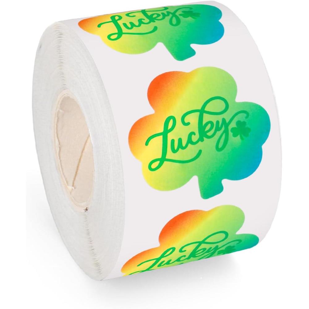 imageWhaline Halloween Ghost Stickers Roll Bulk Laser Cute Boo Ghost Holographic Waterproof SelfAdhesive Sticker Decals for Envelope Journal Decor Party Supplies 500PcsRainbow Shamrock