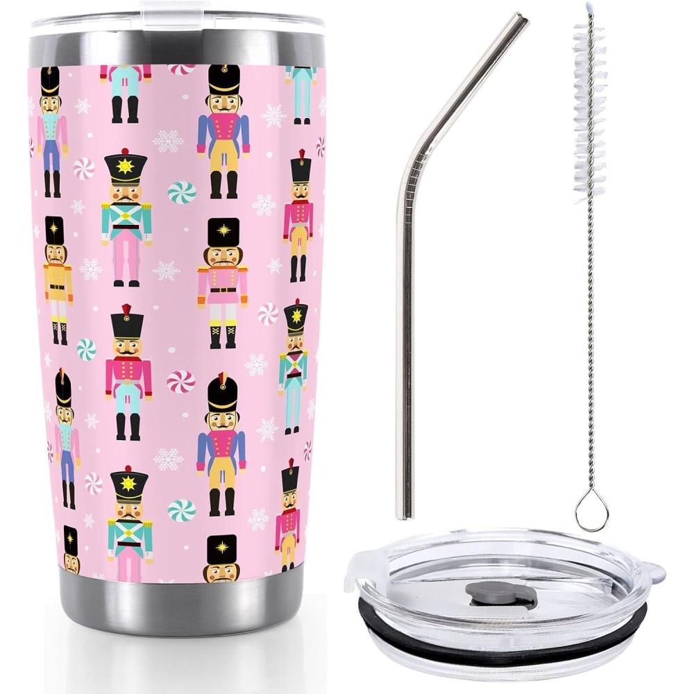 imageWhaline Halloween Ghost Tumbler Stainless Steel Travel Tumbler with Lid Straw and Brush Spooky Coffee Mug Cup for Women Travel Birthday Horror GiftNutcracker