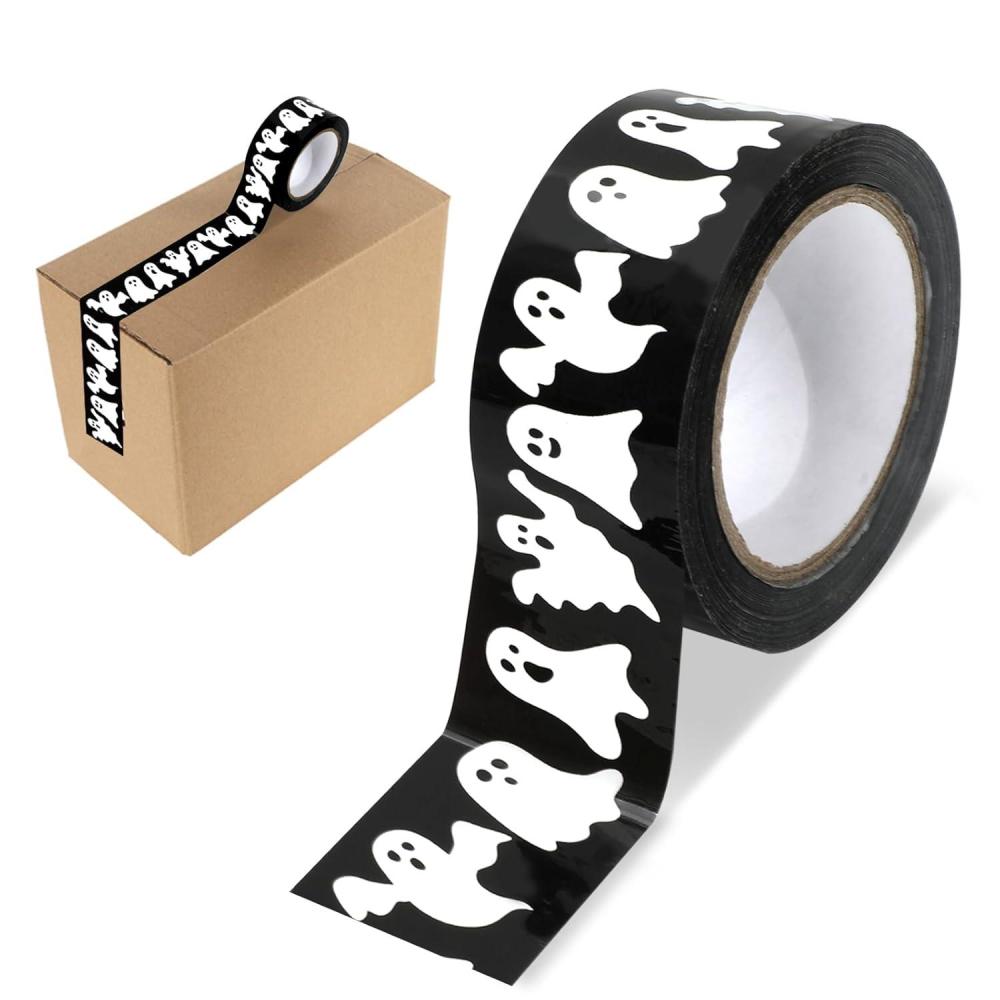 imageWhaline Halloween Packing Tape 100 Yard Cute Ghost Decorative Sticky Gift Wrapping Tape for DIY Crafts Small Business Sealing Boxes Mail Boxes SuppliesHalloween Ghost