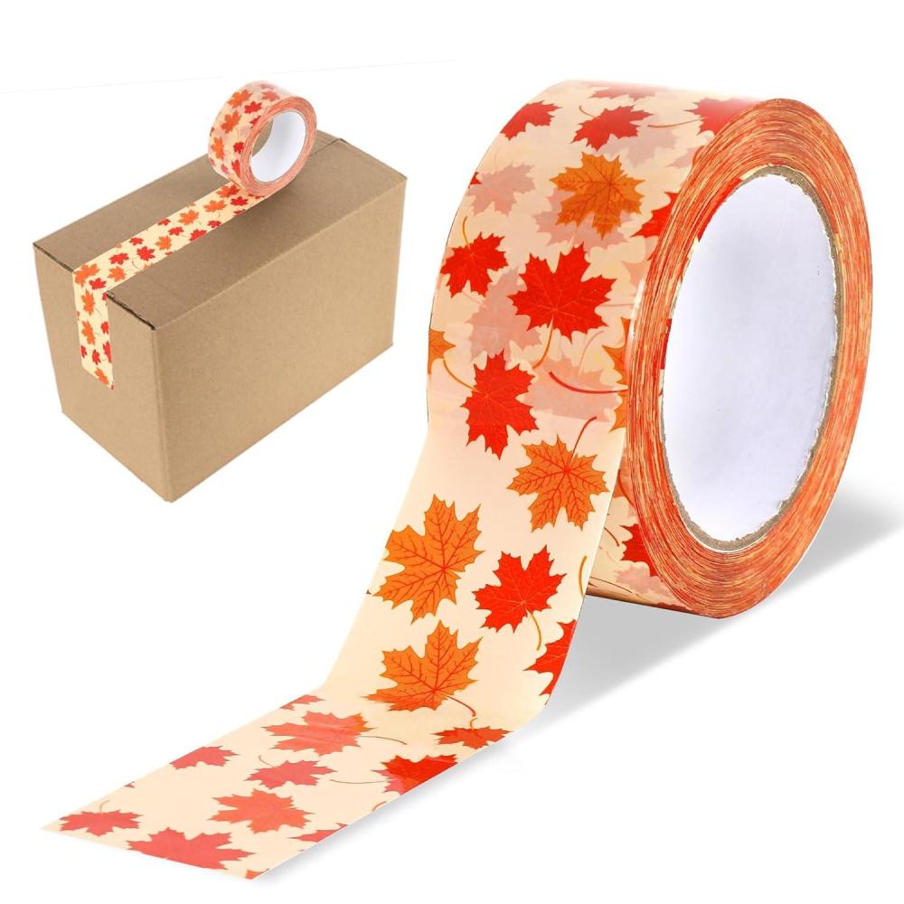 imageWhaline Halloween Packing Tape 100 Yard Cute Ghost Decorative Sticky Gift Wrapping Tape for DIY Crafts Small Business Sealing Boxes Mail Boxes SuppliesMaple Leaves