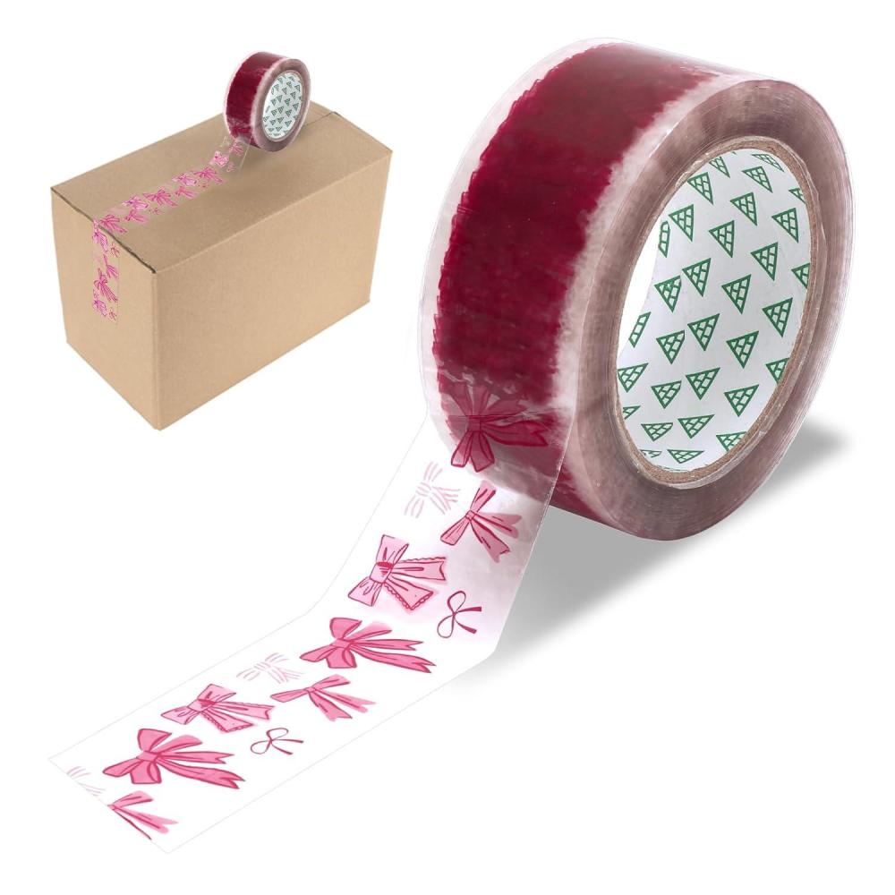 imageWhaline Halloween Packing Tape 100 Yard Cute Ghost Decorative Sticky Gift Wrapping Tape for DIY Crafts Small Business Sealing Boxes Mail Boxes SuppliesPink Coquette Bow