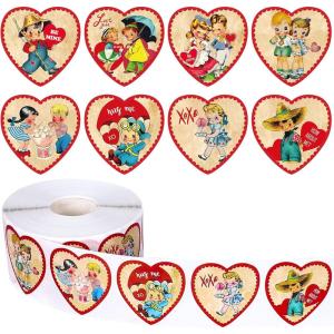 Whaline 1000Pcs Fall Pumpkins Stickers for Kids Thanksgiving Fall Cute Pumpkins Sticker with Funny Expressions Cartoon Pumpkin Shape Adhesive Stickers for Autumn Thanksgiving Party Supplies, 8 Design(Valentine)