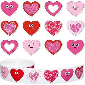 Whaline 1000Pcs Fall Pumpkins Stickers for Kids Thanksgiving Fall Cute Pumpkins Sticker with Funny Expressions Cartoon Pumpkin Shape Adhesive Stickers for Autumn Thanksgiving Party Supplies, 8 Design(Valentine’s Day Heart)