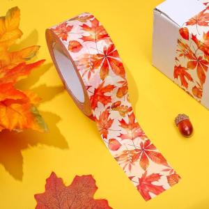 Whaline 109 Yard Halloween Packaging Tape Black Spider Web Bat Spider Pattern Tape Waterproof Shipping Tape for Small Business DIY Crafts Box Carton Decor(Autumn Leaves)