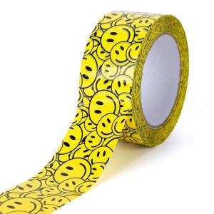 Whaline 109 Yard Halloween Packaging Tape Black Spider Web Bat Spider Pattern Tape Waterproof Shipping Tape for Small Business DIY Crafts Box Carton Decor(Smile face)