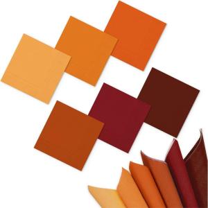 Whaline 120Pcs Fall Cocktail Napkins 6 Autumn Color Disposable Napkins Multi-color Paper Beverage Napkins for Fall Harvest Thanksgiving Party Supplies(Brown Orange)