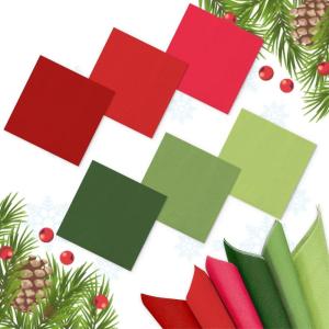 Whaline 120Pcs Fall Cocktail Napkins 6 Autumn Color Disposable Napkins Multi-color Paper Beverage Napkins for Fall Harvest Thanksgiving Party Supplies(Christmas Color)