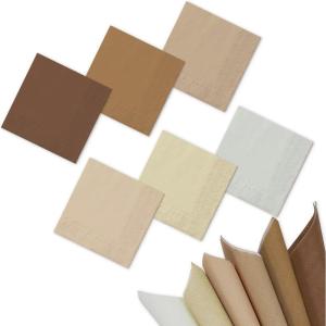 Whaline 120Pcs Fall Cocktail Napkins 6 Autumn Color Disposable Napkins Multi-color Paper Beverage Napkins for Fall Harvest Thanksgiving Party Supplies(Gradient Brown)