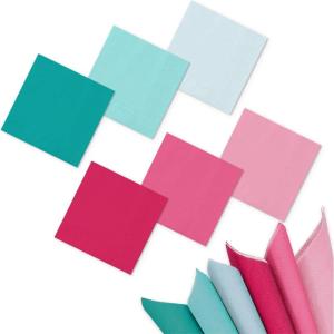 Whaline 120Pcs Fall Cocktail Napkins 6 Autumn Color Disposable Napkins Multi-color Paper Beverage Napkins for Fall Harvest Thanksgiving Party Supplies(Pink Blue)