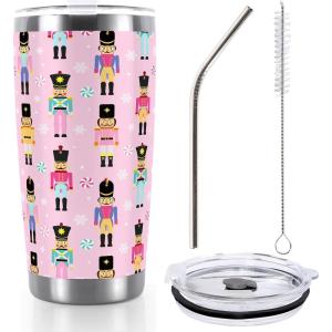 Whaline Halloween Ghost Tumbler Stainless Steel Travel Tumbler with Lid Straw and Brush Spooky Coffee Mug Cup for Women Travel Birthday Horror Gift(Nutcracker)