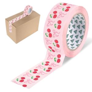 Whaline Halloween Packing Tape 100 Yard Cute Ghost Decorative Sticky Gift Wrapping Tape for DIY Crafts Small Business Sealing Boxes Mail Boxes Supplies(Cherry)