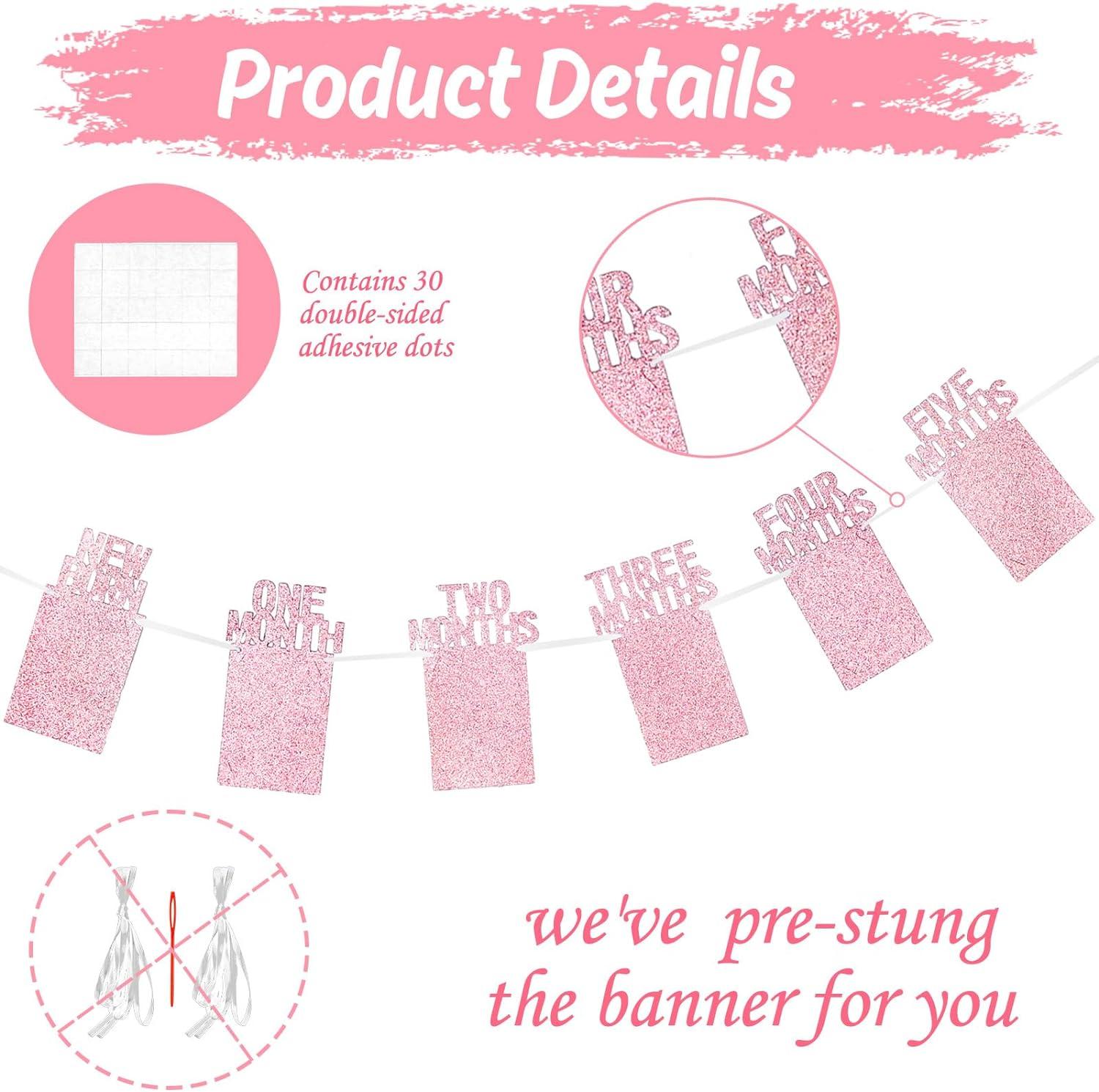 imageWhaline 1st Birthday Baby Photo Banner for Newborn to 12 Months Monthly Milestone Photograph Bunting Garland First Birthday Celebration Decoration Rose GoldRose Gold