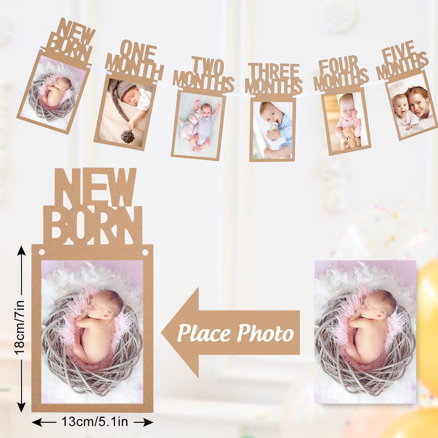 imageWhaline 1st Birthday Baby Photo Banner for Newborn to 12 Months Monthly Milestone Photograph Bunting Garland First Birthday Celebration Decoration Rose GoldKraft