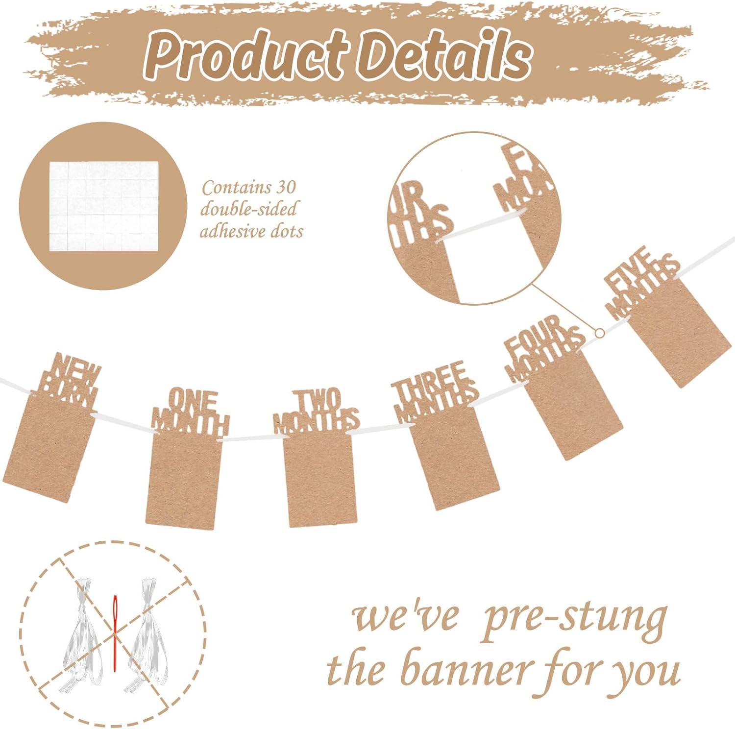 imageWhaline 1st Birthday Baby Photo Banner for Newborn to 12 Months Monthly Milestone Photograph Bunting Garland First Birthday Celebration Decoration Rose GoldKraft