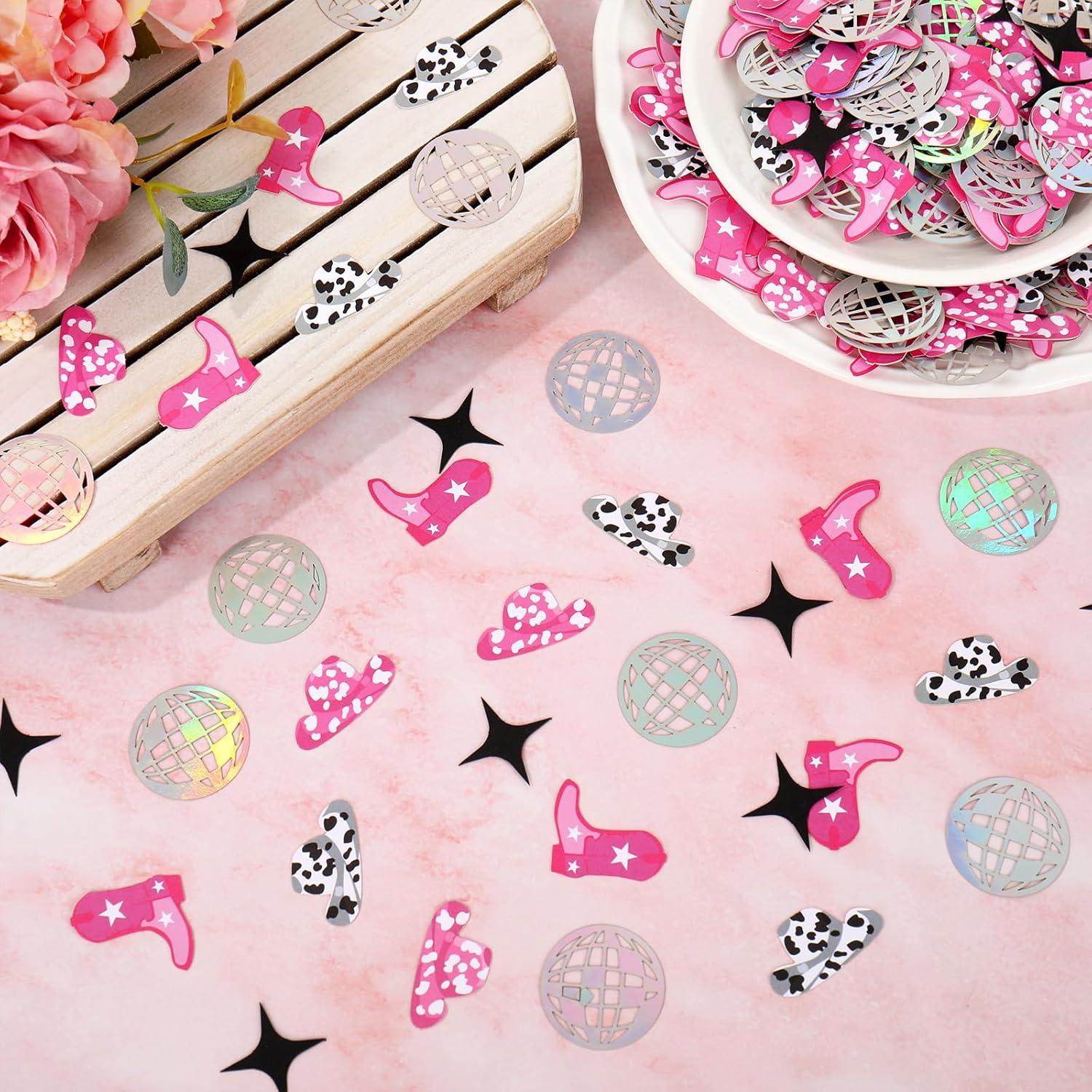 imageWhaline 300Pcs One Happy Dude Table Confetti Smile Face Lightning Star Shaped Confetti Yellow Black Table Centerpiece for First Birthday Party DecorationWestern Cowgirl Disco