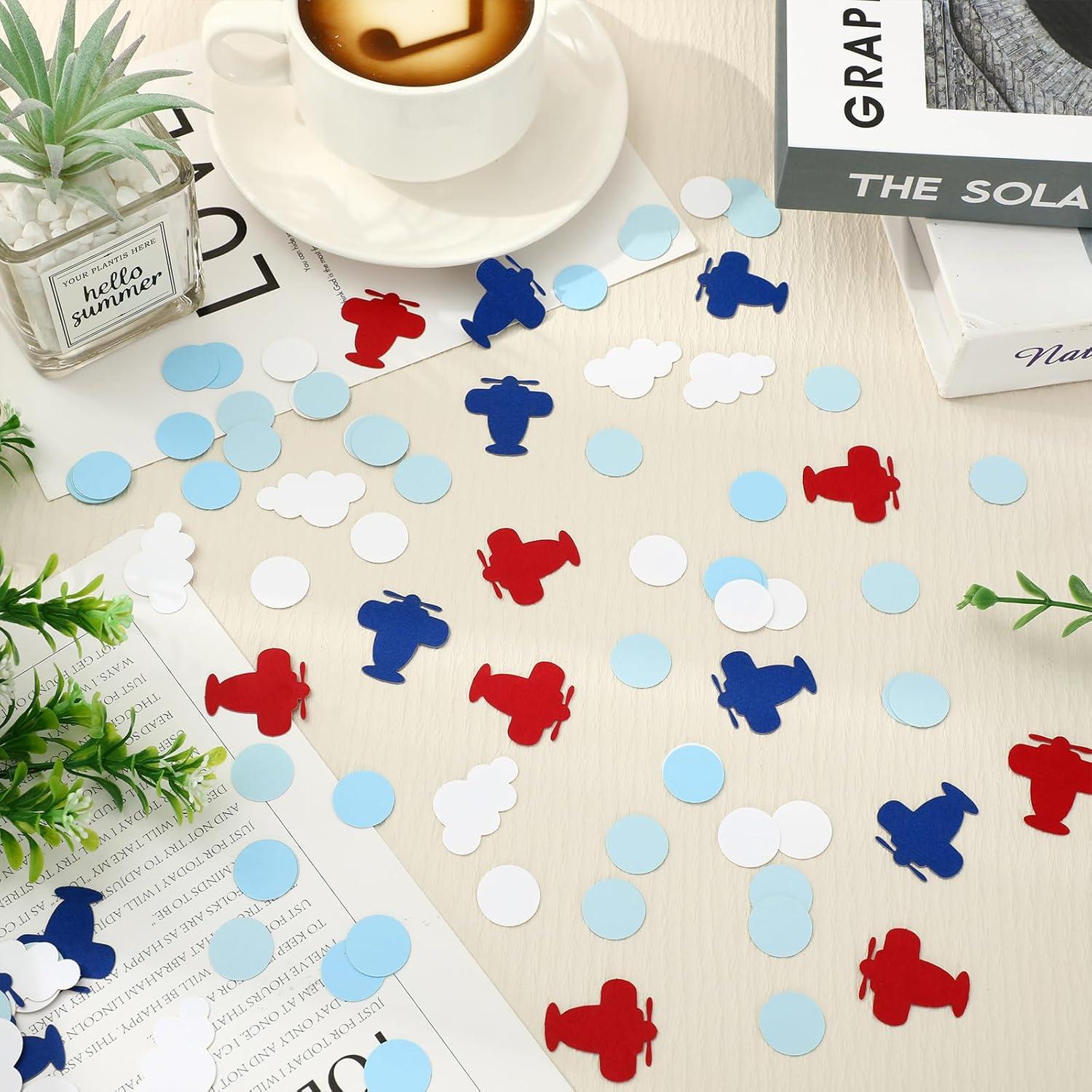 imageWhaline 300Pcs One Happy Dude Table Confetti Smile Face Lightning Star Shaped Confetti Yellow Black Table Centerpiece for First Birthday Party DecorationAirplane