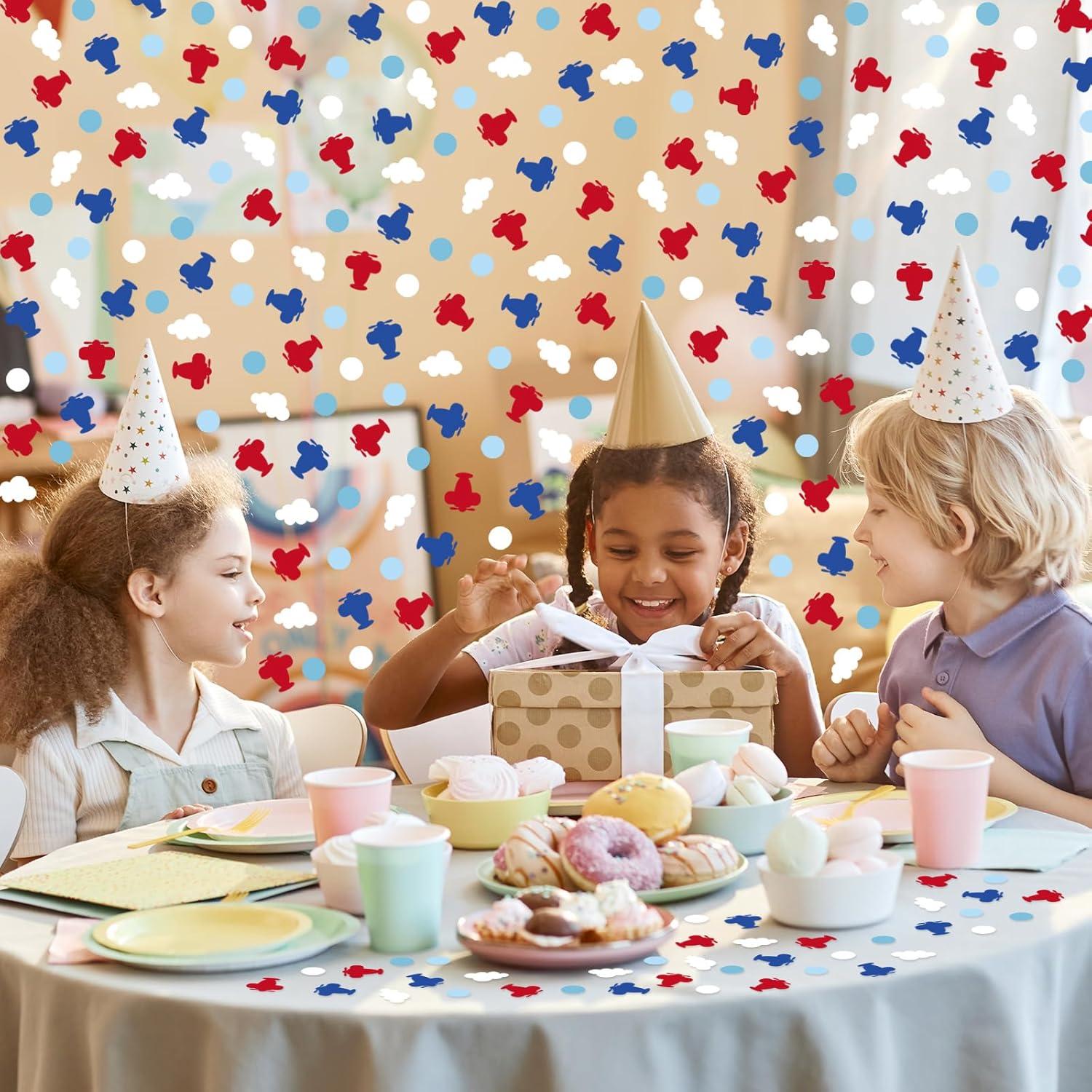 imageWhaline 300Pcs One Happy Dude Table Confetti Smile Face Lightning Star Shaped Confetti Yellow Black Table Centerpiece for First Birthday Party DecorationAirplane