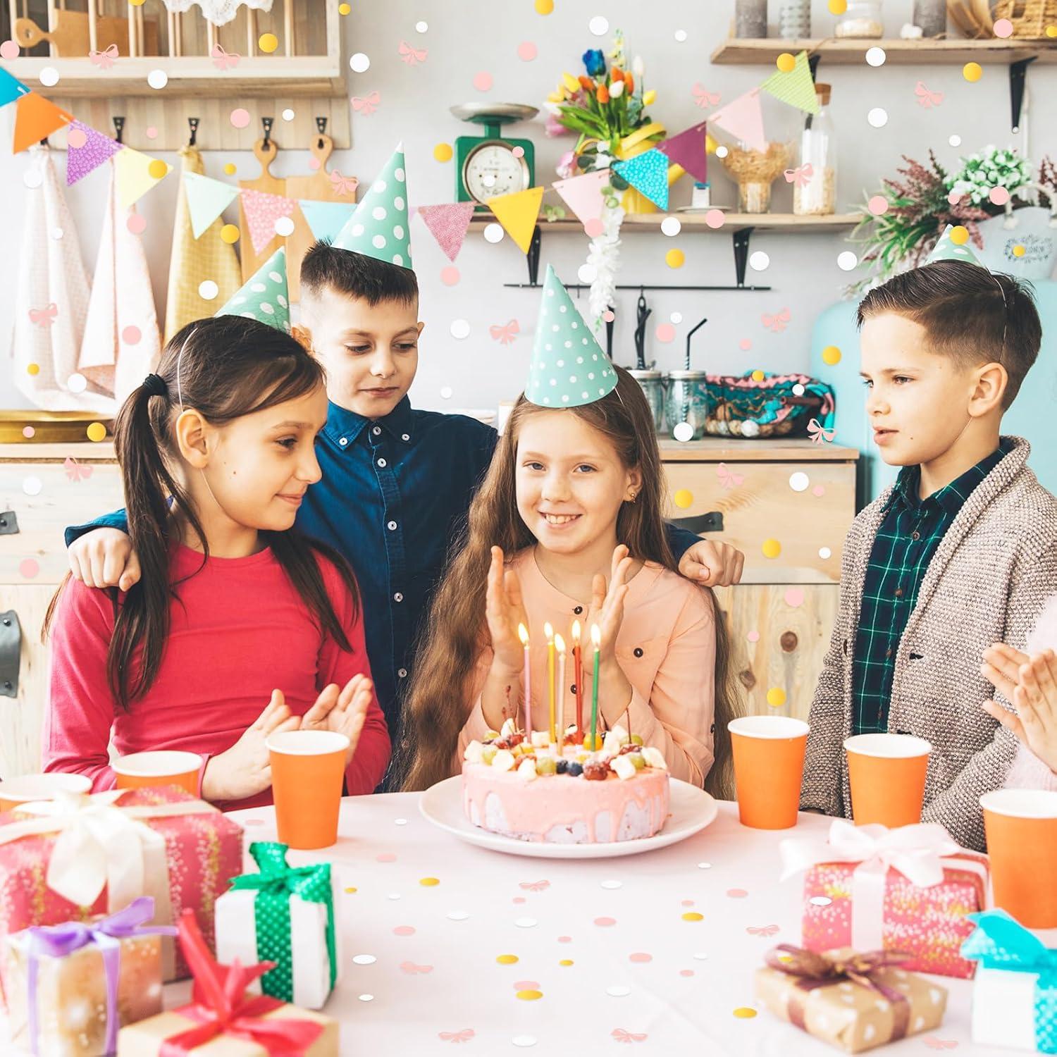 imageWhaline 300Pcs One Happy Dude Table Confetti Smile Face Lightning Star Shaped Confetti Yellow Black Table Centerpiece for First Birthday Party DecorationPink Bow