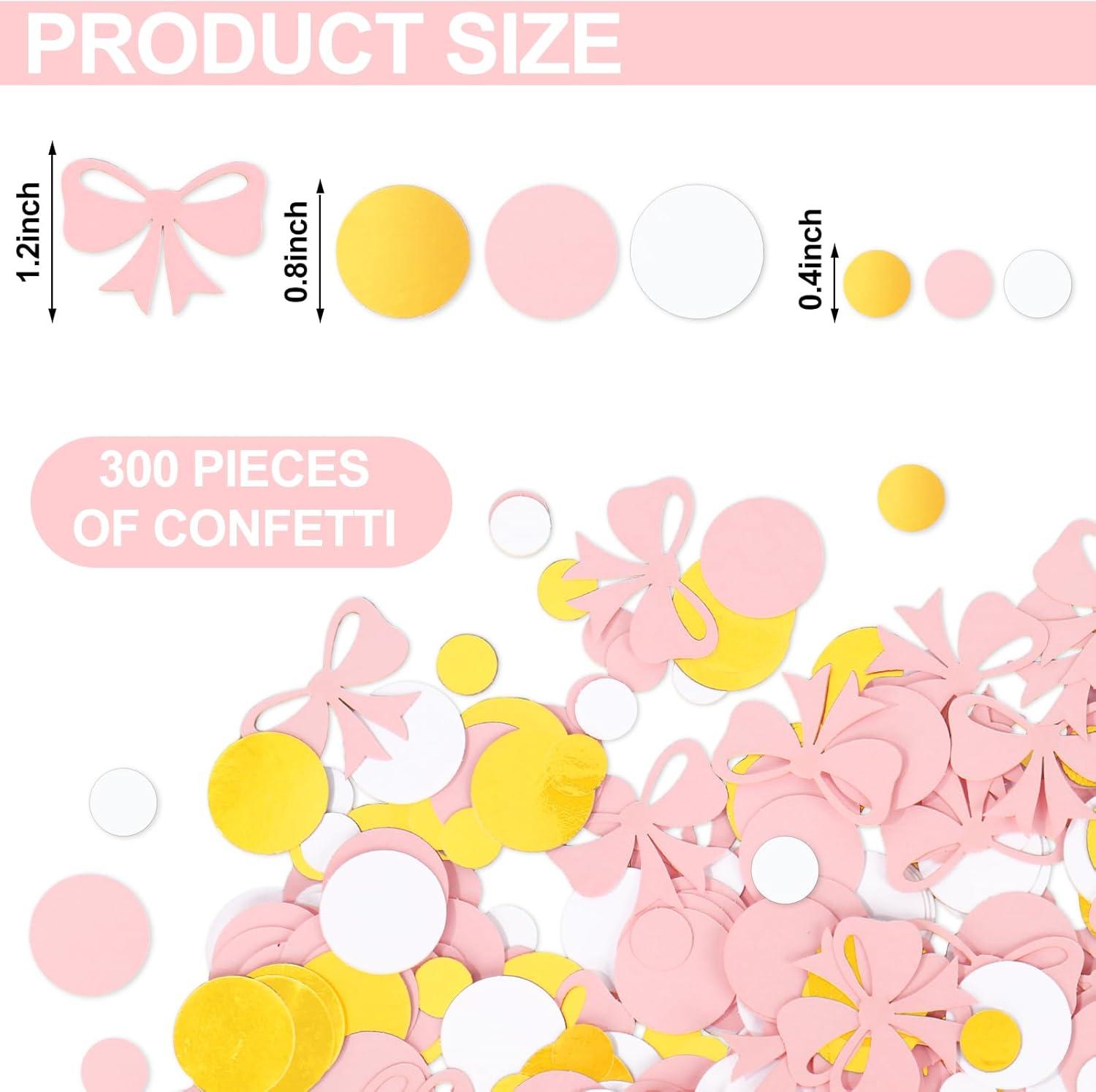 imageWhaline 300Pcs One Happy Dude Table Confetti Smile Face Lightning Star Shaped Confetti Yellow Black Table Centerpiece for First Birthday Party DecorationPink Bow